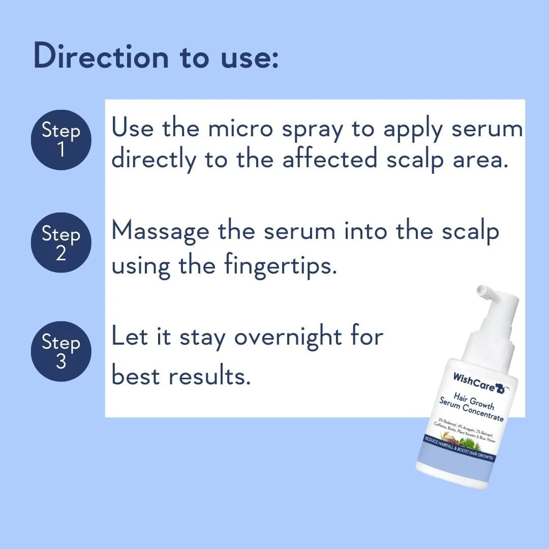 سرم کنسانتره رشد مو WishCare - 3% Redensyl، 4% Anagain، 2% Baicapil، کافئین، بیوتین و آب برنج - سرم مو رزماری برای کنترل ریزش مو و رشد مو 30 میلی لیتر