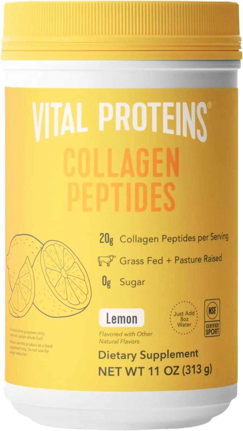 پودر پپتیدهای کلاژن Vital Proteins، تقویت کننده سلامت مو، ناخن، پوست، استخوان و مفاصل، لیمو 11 اونس