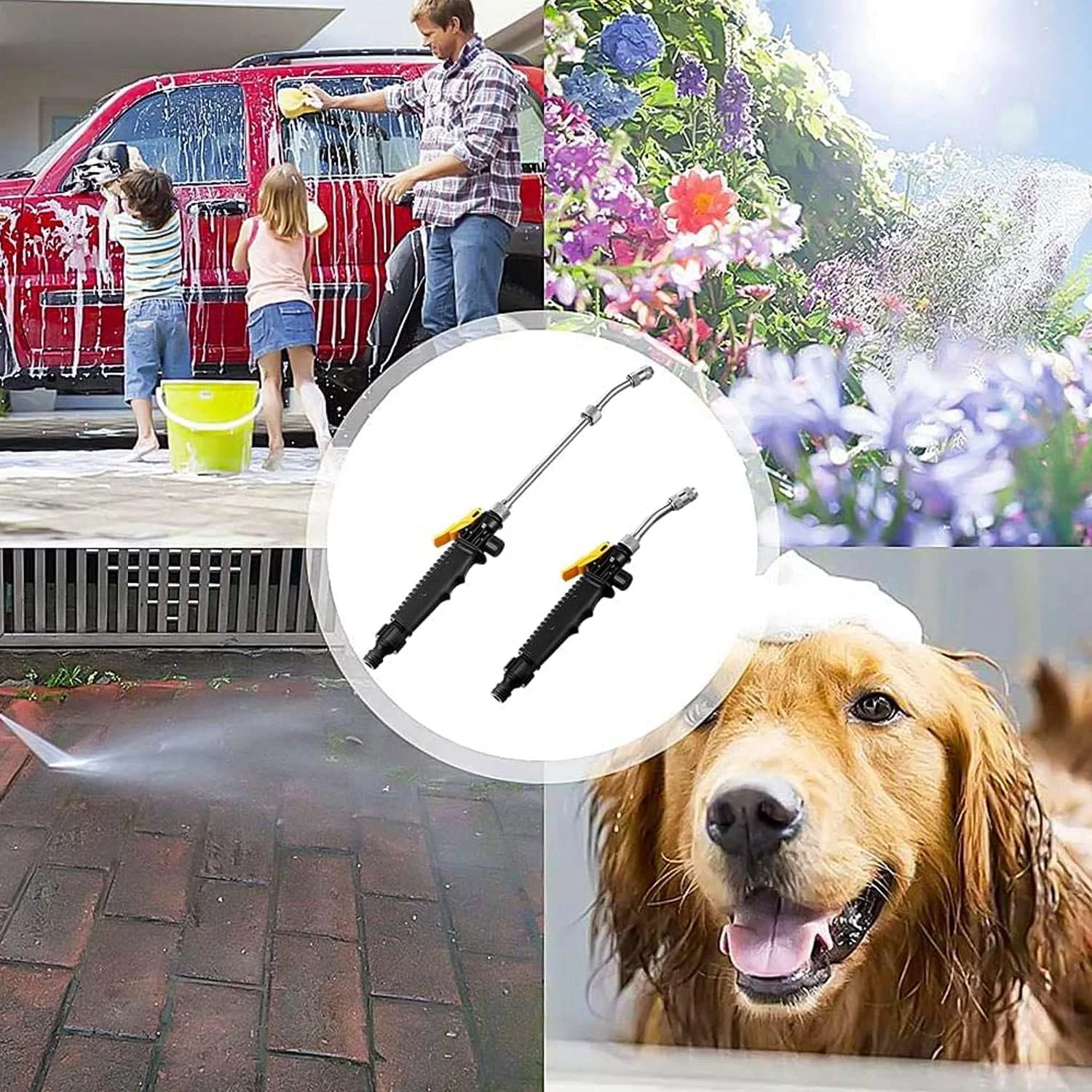 تفنگ آب پاش فشار قوی KASTWAVE برای شلنگ باغ، 2 عدد تفنگ آب پاش فشار قوی کارواش، تفنگ آب قابل حمل برای شستشوی ماشین، پنجره و فضای باز