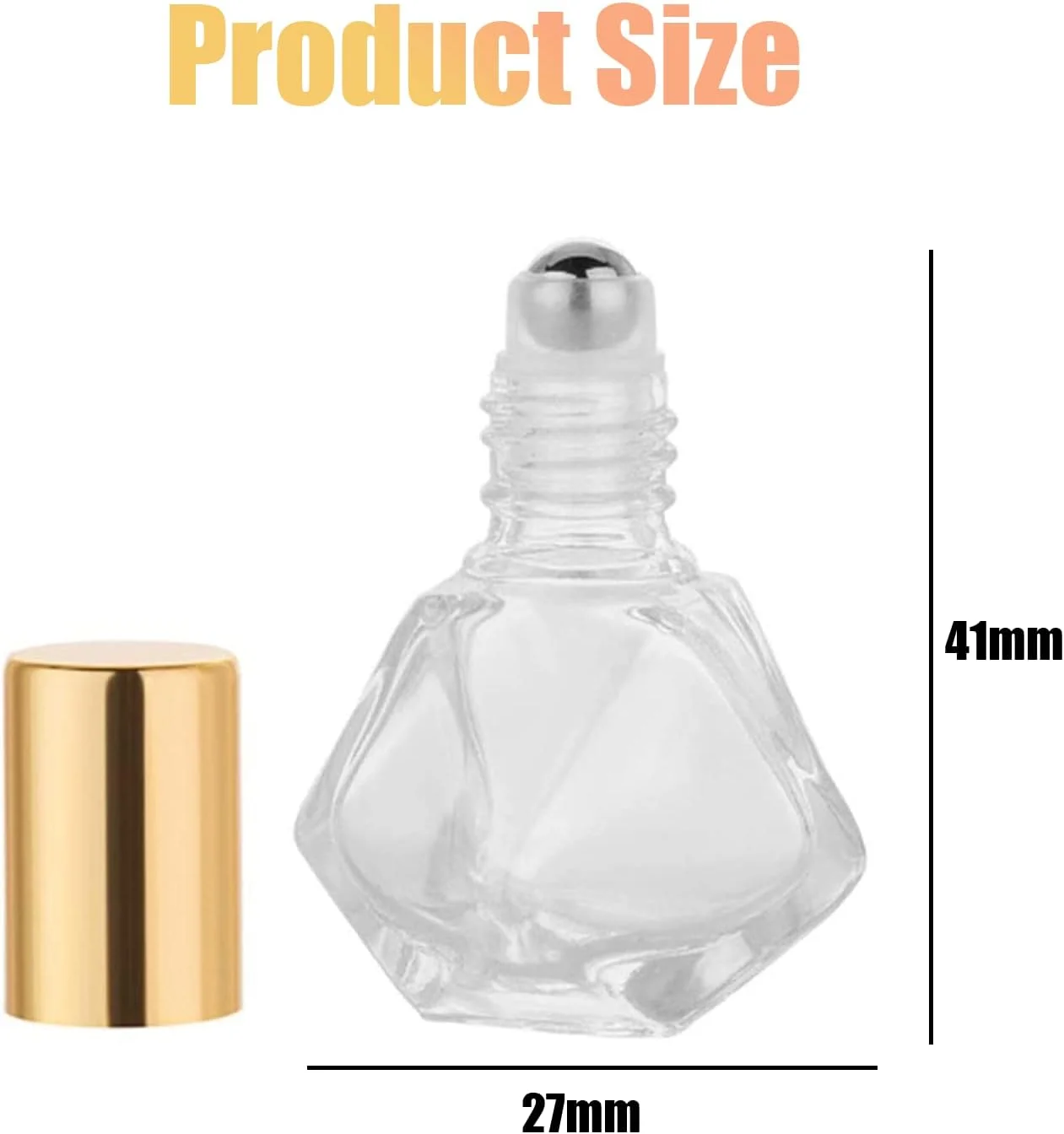 KASTWAVE بسته 10 عددی مینی بطری غلتکی شیشه ای چند ضلعی قابل حمل، ظرفیت 8 میلی لیتر، توپ های غلتکی استیل ضد زنگ برای روغن های ضروری آروماتراپی ظرف عطر