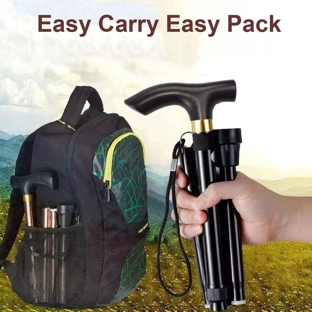 عصای پیاده روی آلیاژ آلومینیوم YOBOKO - عصای تاشو برای پیاده روی - عصای ضد لغزش برای سالمندان با قابلیت تنظیم طول