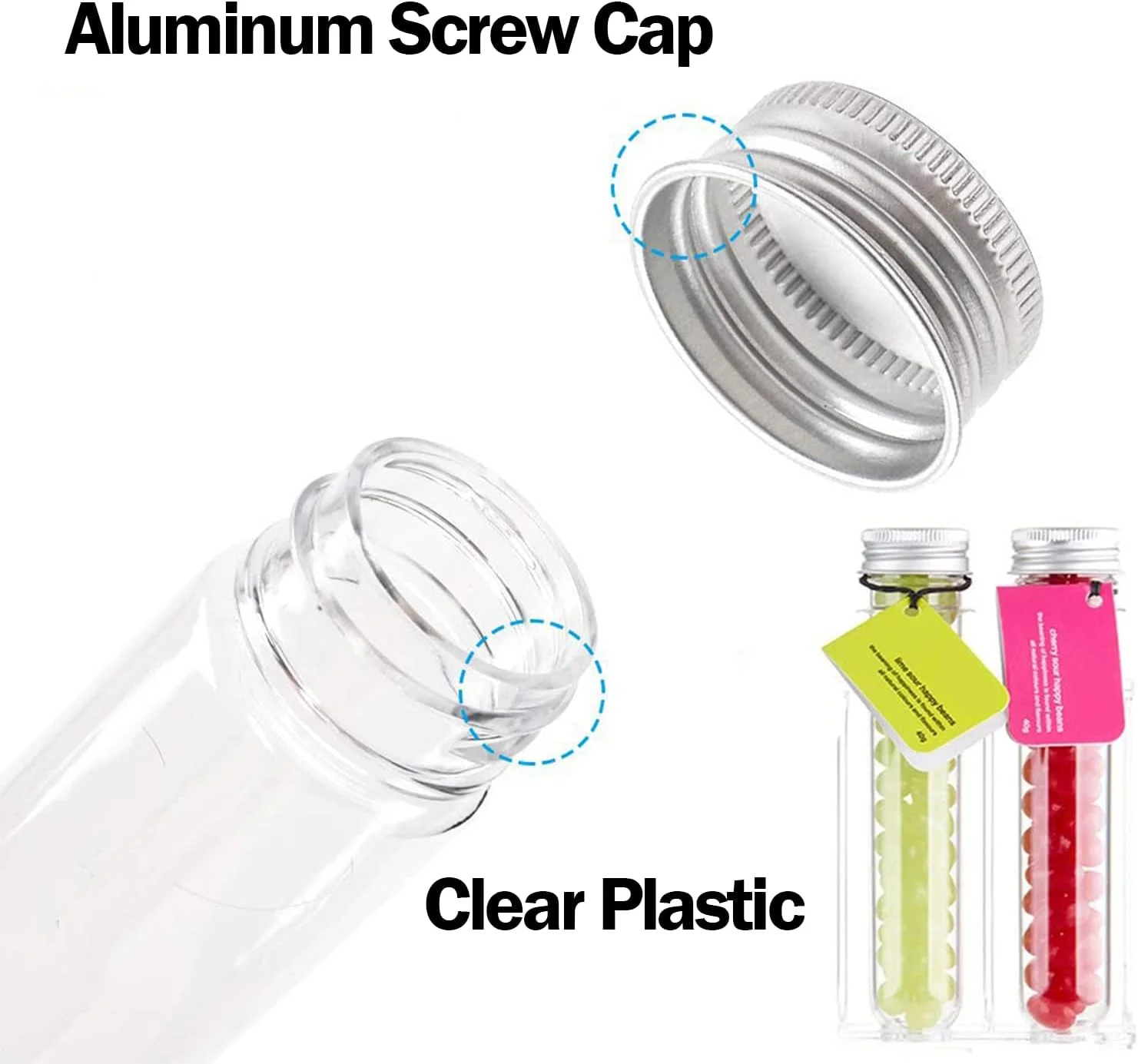 لوله آزمایش پلاستیکی شفاف KASTWAVE، بسته 25 عددی، 31x140 میلی‌متر (40 میلی‌لیتر) با درب‌های پیچی برای نگهداری نمک، نمک حمام، لوازم کلاس درس، و ظروف نگهداری