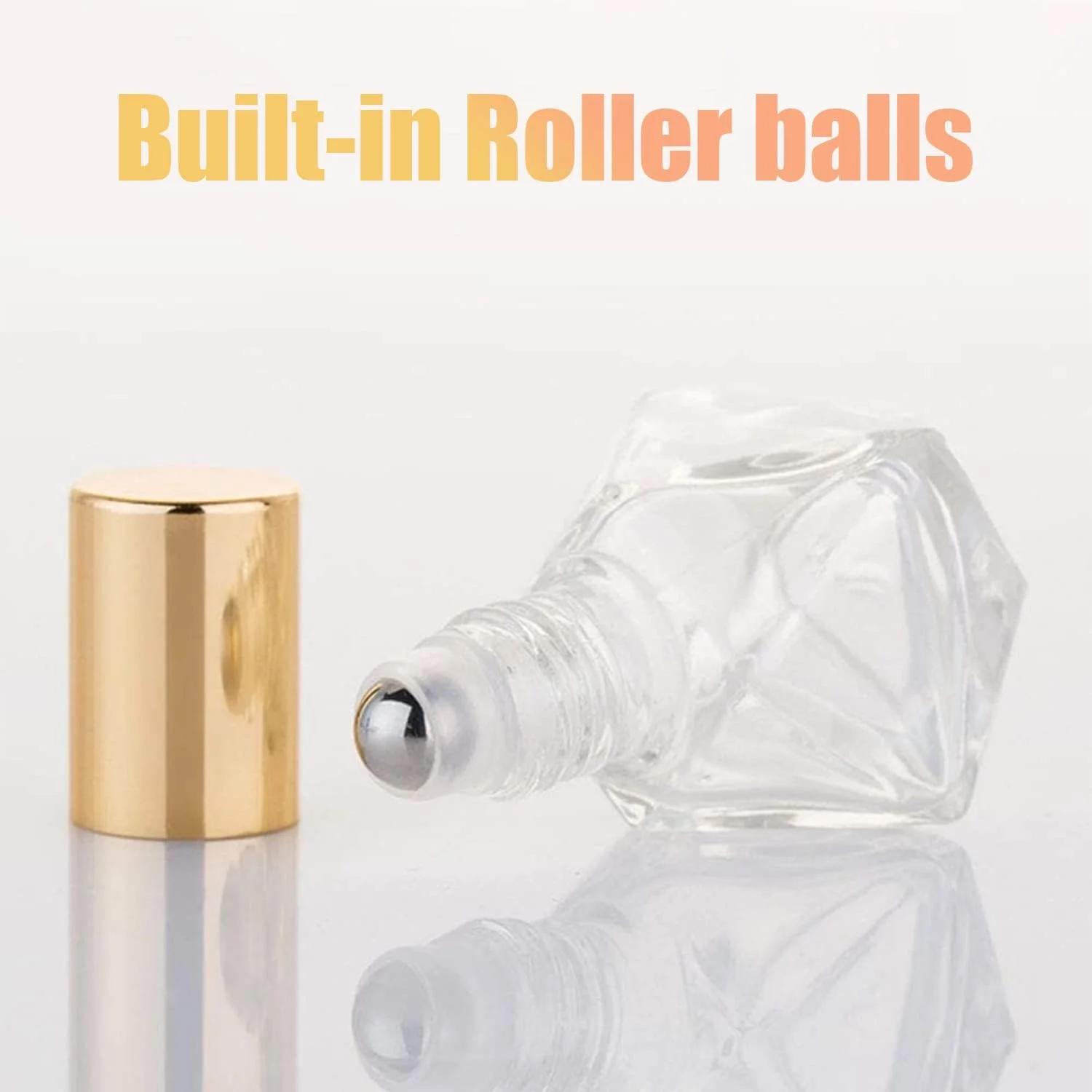 KASTWAVE بسته 10 عددی مینی بطری غلتکی شیشه ای چند ضلعی قابل حمل، ظرفیت 8 میلی لیتر، توپ های غلتکی استیل ضد زنگ برای روغن های ضروری آروماتراپی ظرف عطر