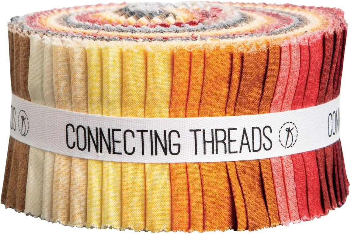 بسته پارچه ای لحاف دوزی 40 تکه ای از جنس 100% پنبه Connecting Threads مدل Blender Collection، نوارهای 2.5 اینچی (کتان مصنوعی، رنگ های طلایی)