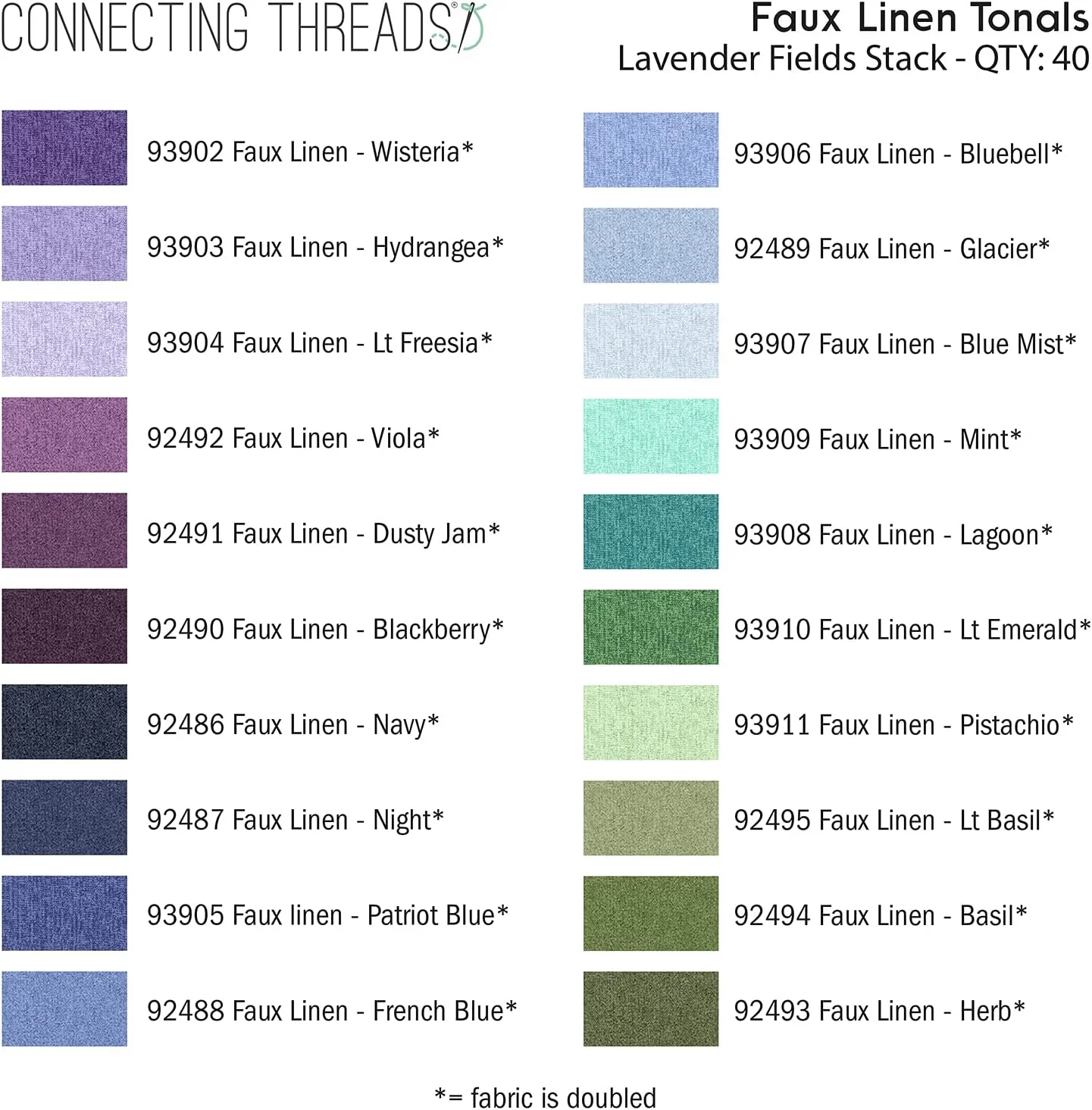 بسته پارچه لحاف دوزی نخی از مجموعه Connecting Threads Blender، برش خورده، مربع های 10 اینچی (طرح های کتان مصنوعی، رنگ های اسطوخودوسی)