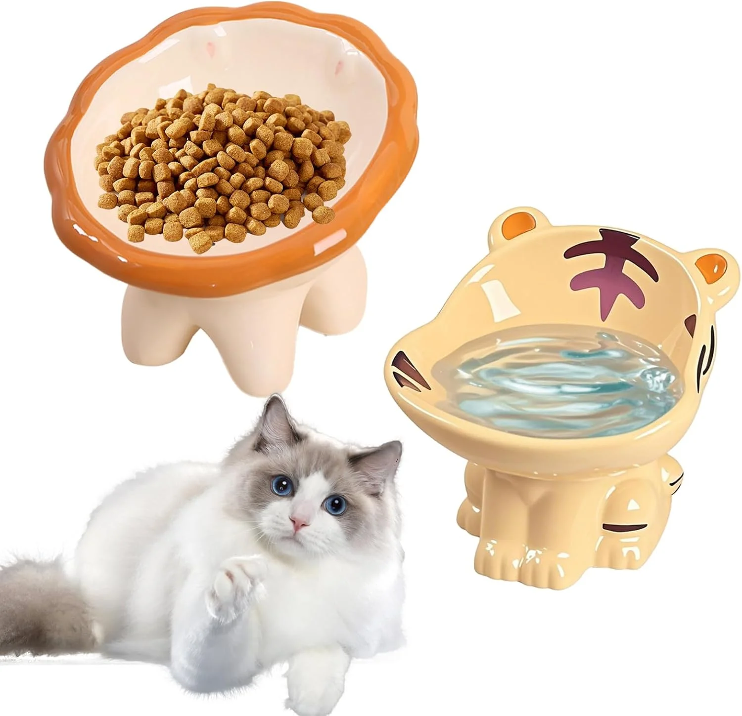 ظرف غذای گربه زوزر، ست 2 تایی کاسه سرامیکی برای تغذیه گربه ها و توله سگ ها ظرف غذای گربه زوزر، ست 2 تایی کاسه سرامیکی برای تغذیه گربه ها و توله سگ ها