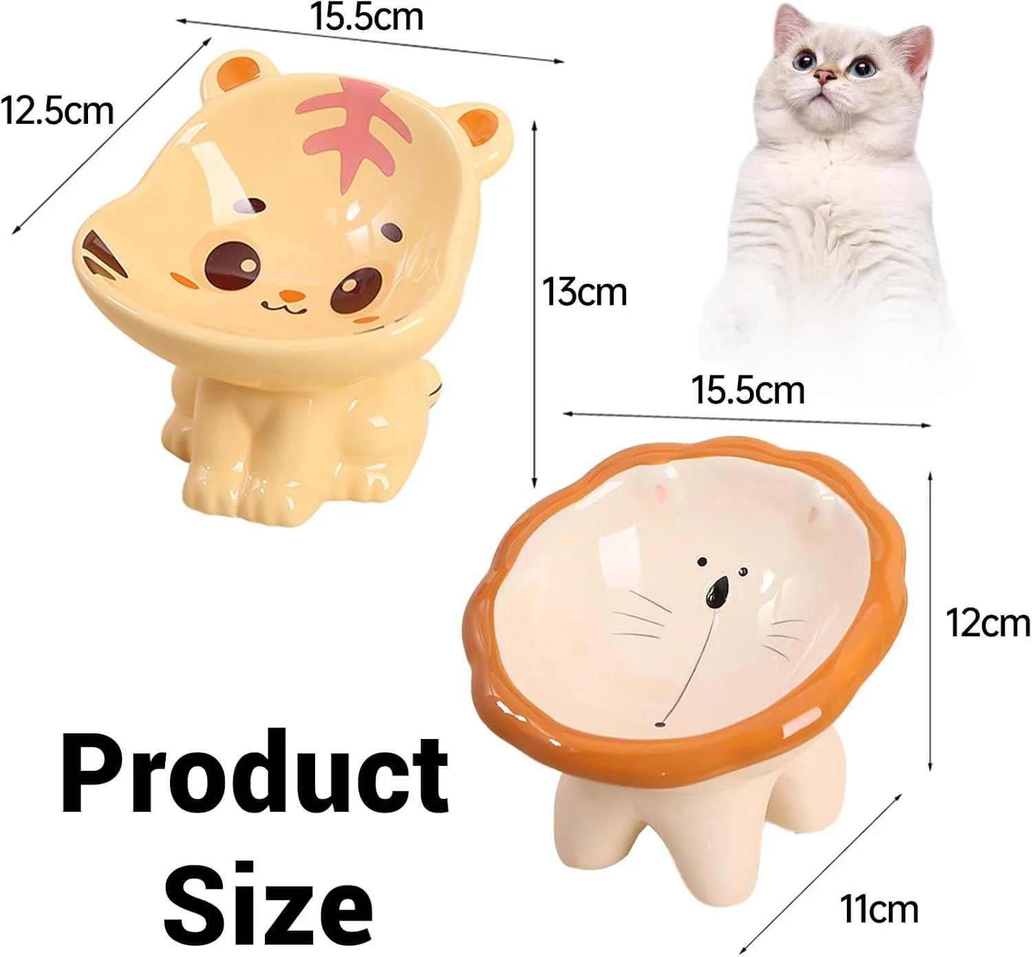 ظرف غذای گربه زوزر، ست 2 تایی کاسه سرامیکی برای تغذیه گربه ها و توله سگ ها