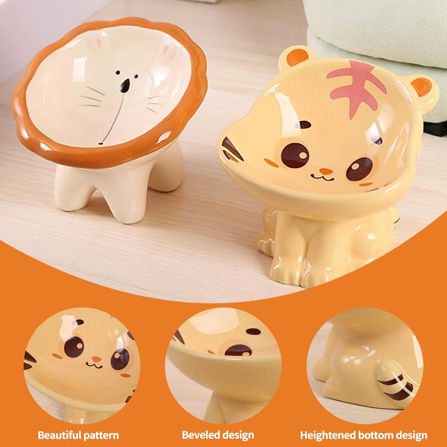 ظرف غذای گربه زوزر، ست 2 تایی کاسه سرامیکی برای تغذیه گربه ها و توله سگ ها