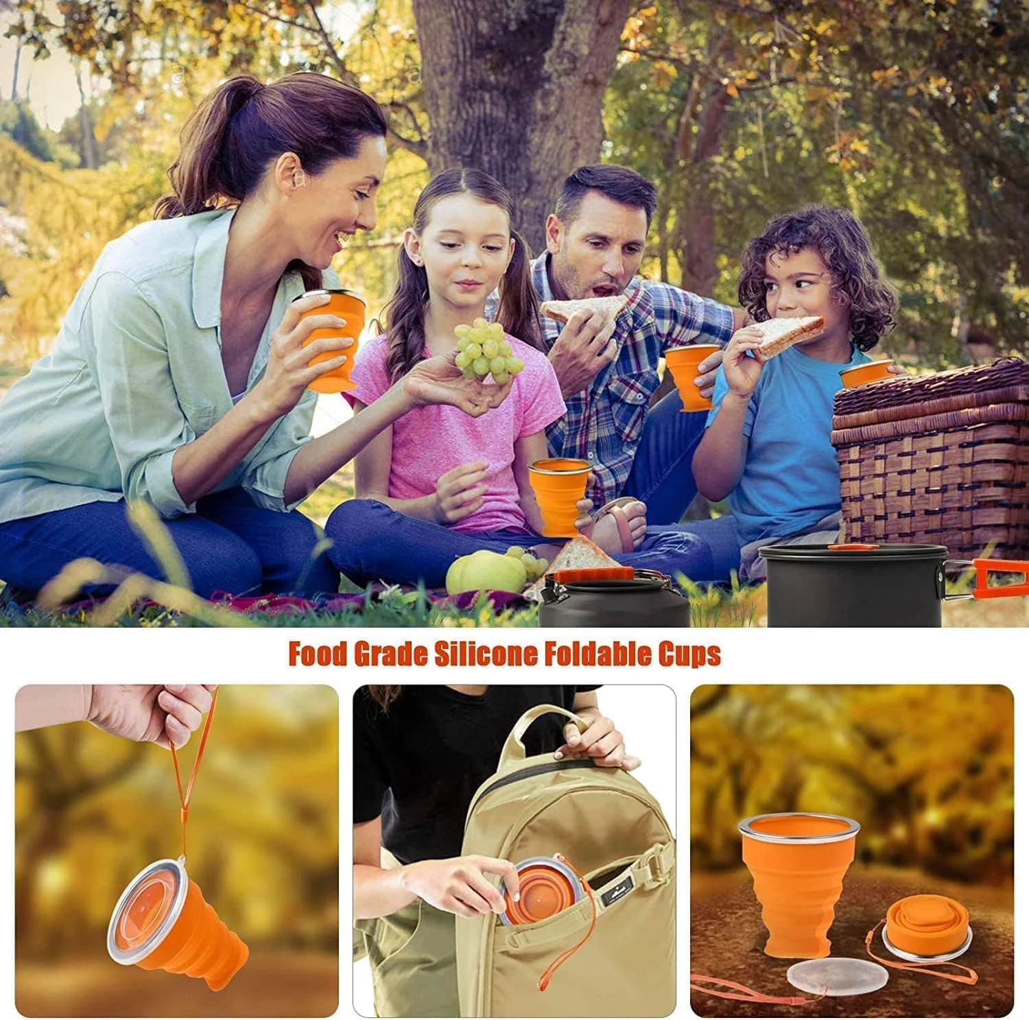 ست ظروف آشپزی کمپینگ، ست قابلمه، ماهیتابه و کتری نچسب و سبک وزن با فنجان، بشقاب، چنگال، چاقو و قاشق استیل ضد زنگ برای کمپینگ، کوله گردی، آشپزی در فضای باز و پیک نیک