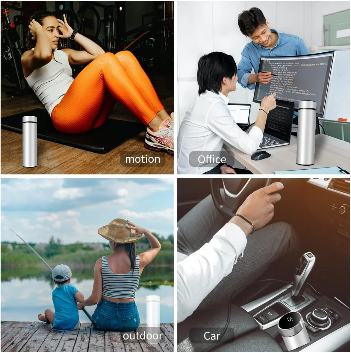 قمقمه هوشمند آب ZMHQLPDZ فلاسک خلاء استیل ضد زنگ، ماگ مسافرتی با صفحه لمسی LCD هوشمند، گرم یا سرد نگه می دارد، فنجان فلاسک خلاء قهوه چای مسافرتی قابل حمل خودرو، قمقمه عایق (مشکی)