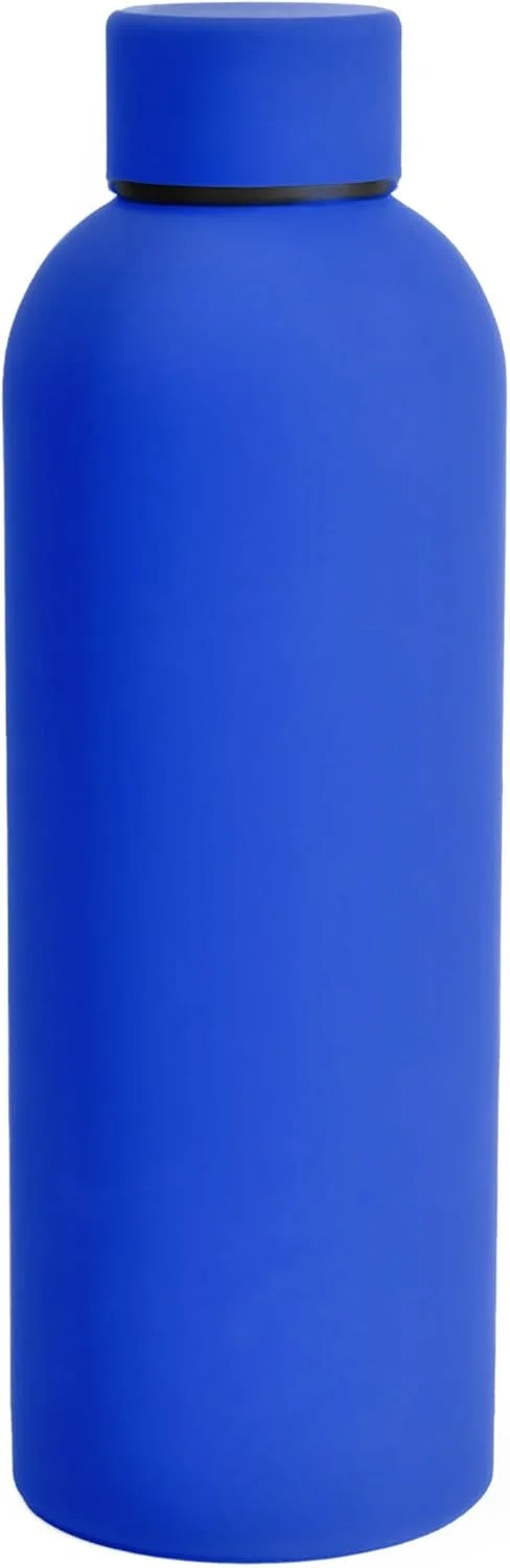 بطری آب استیل ضد زنگ 500 میلی لیتری مات SuperGeneriX | بطری مسافرتی عایق خلاء | بطری آب گرم و سرد | آبی تیره