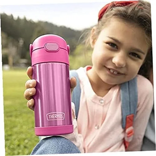فلاسک استیل آبی کودک ترموس فانتاینر 355 میلی لیتر مدل F40123BL1، بطری آب کودک با نی، فلاسک عایق، بطری هیدراتاسیون با درب
