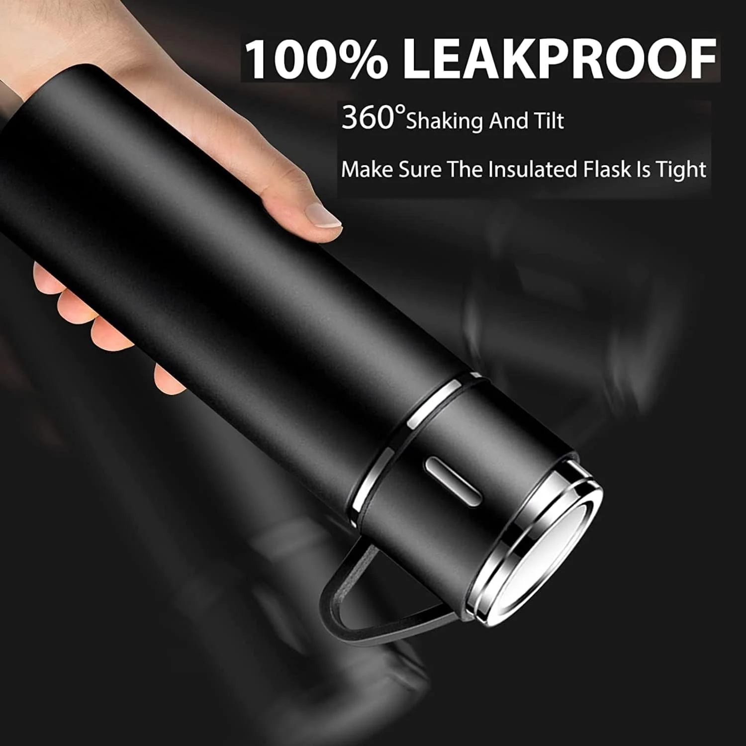 فلاسک عایق خلاء WEIKANG 500 میلی لیتر / 17.6 اونس بطری حرارتی استیل ضد زنگ با فنجان برای فلاسک های نوشیدنی گرم و سرد آب قهوه. (مشکی)