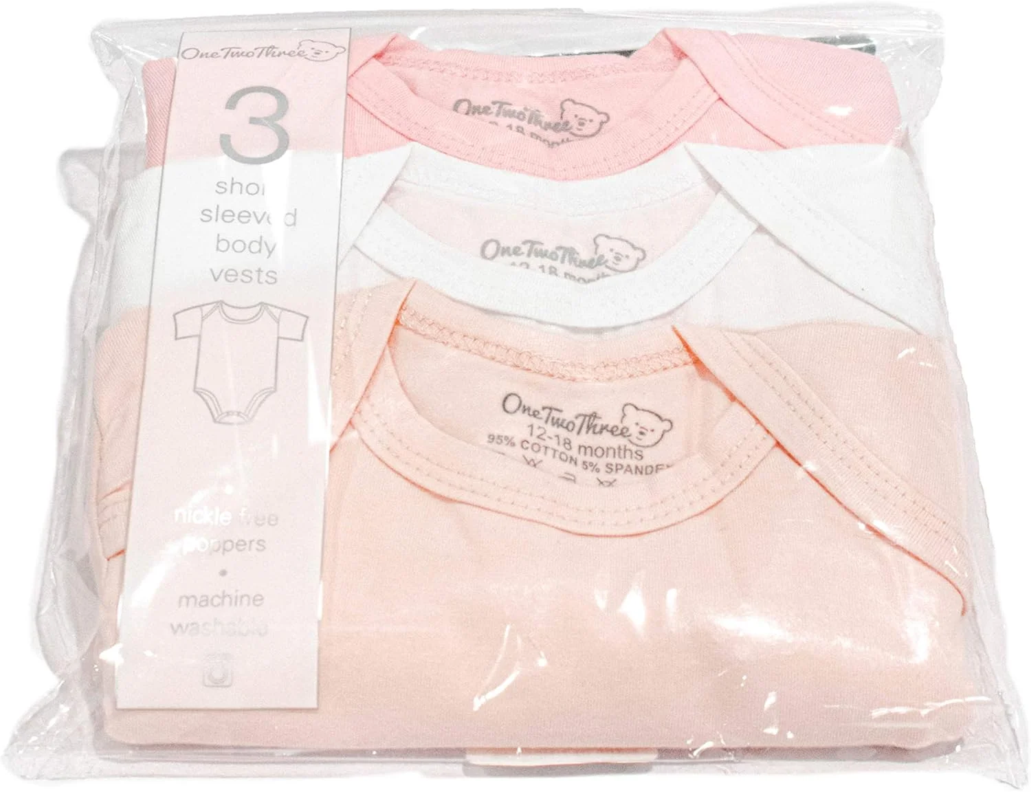 بادی آستین بلند نخی اسپندکس طرح خرس 123، مناسب نوزاد دختر و پسر