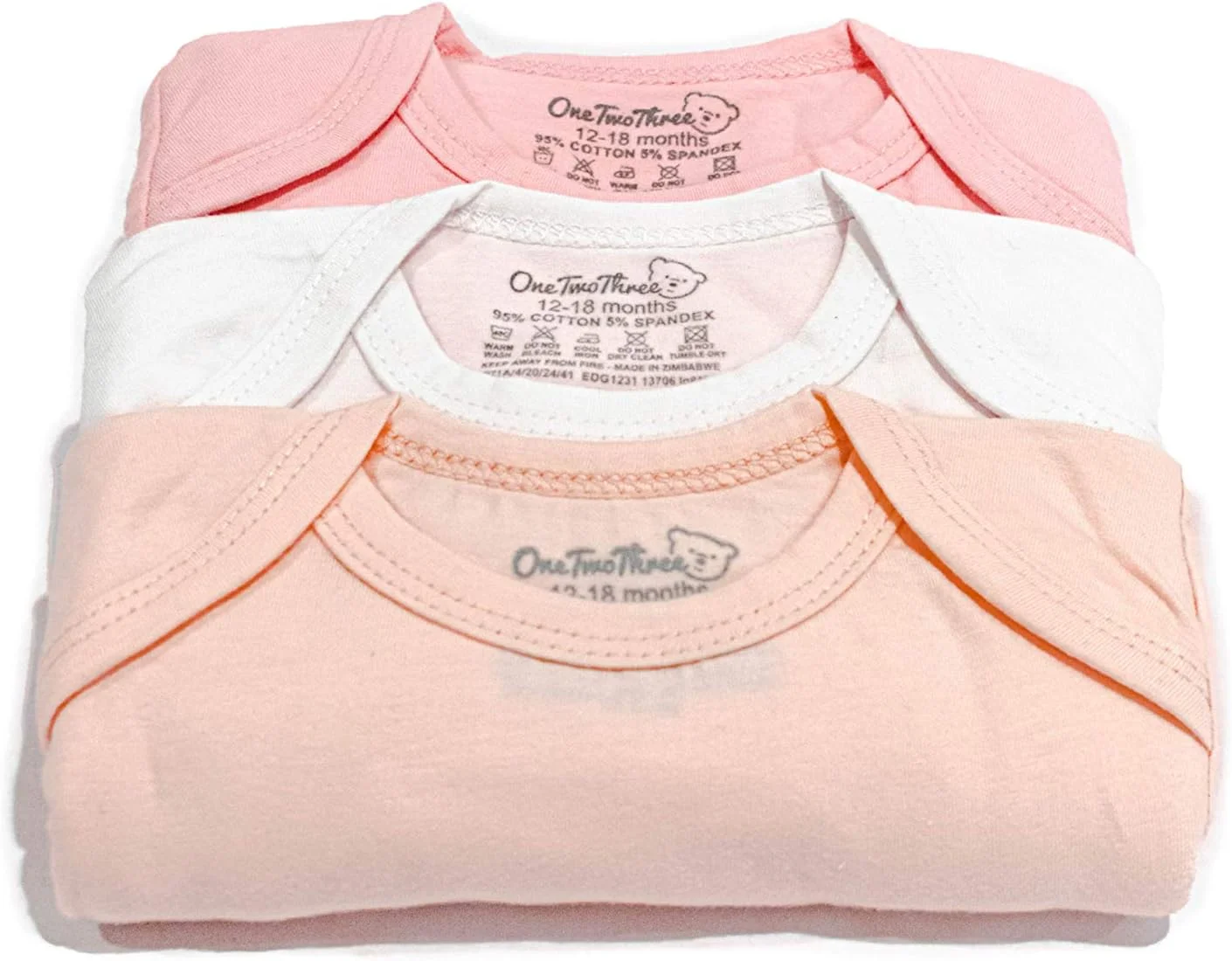 بادی آستین بلند نخی اسپندکس طرح خرس 123، مناسب نوزاد دختر و پسر