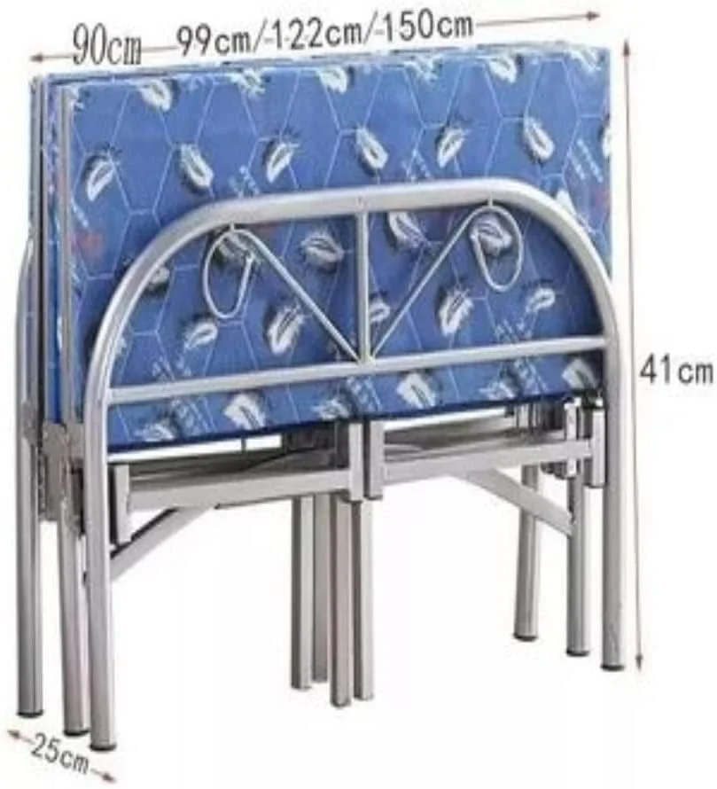 تخت تاشو فلزی سنگین کارناک رنگ نقره ای و آبی - سایز یک نفره (طول x عرض x ارتفاع) 190 x 90 x 70 سانتی متر مدل - KH-FB19090