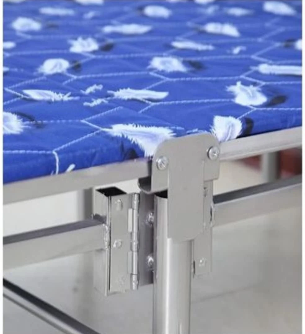تخت تاشو فلزی سنگین کارناک رنگ نقره ای و آبی - سایز یک نفره (طول x عرض x ارتفاع) 190 x 90 x 70 سانتی متر مدل - KH-FB19090