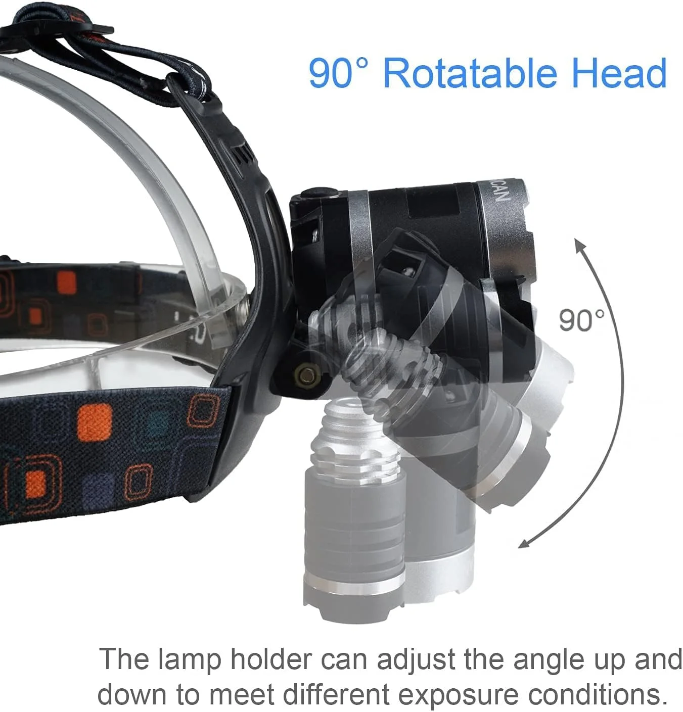 چراغ پیشانی LED فوق العاده روشن Quboo Mulugeta 6000 CREE T6، باتری قابل شارژ، 4 حالت نوردهی، چراغ ضد آب بدون دست، نور کلاه ایمنی با روشنایی فوق العاده