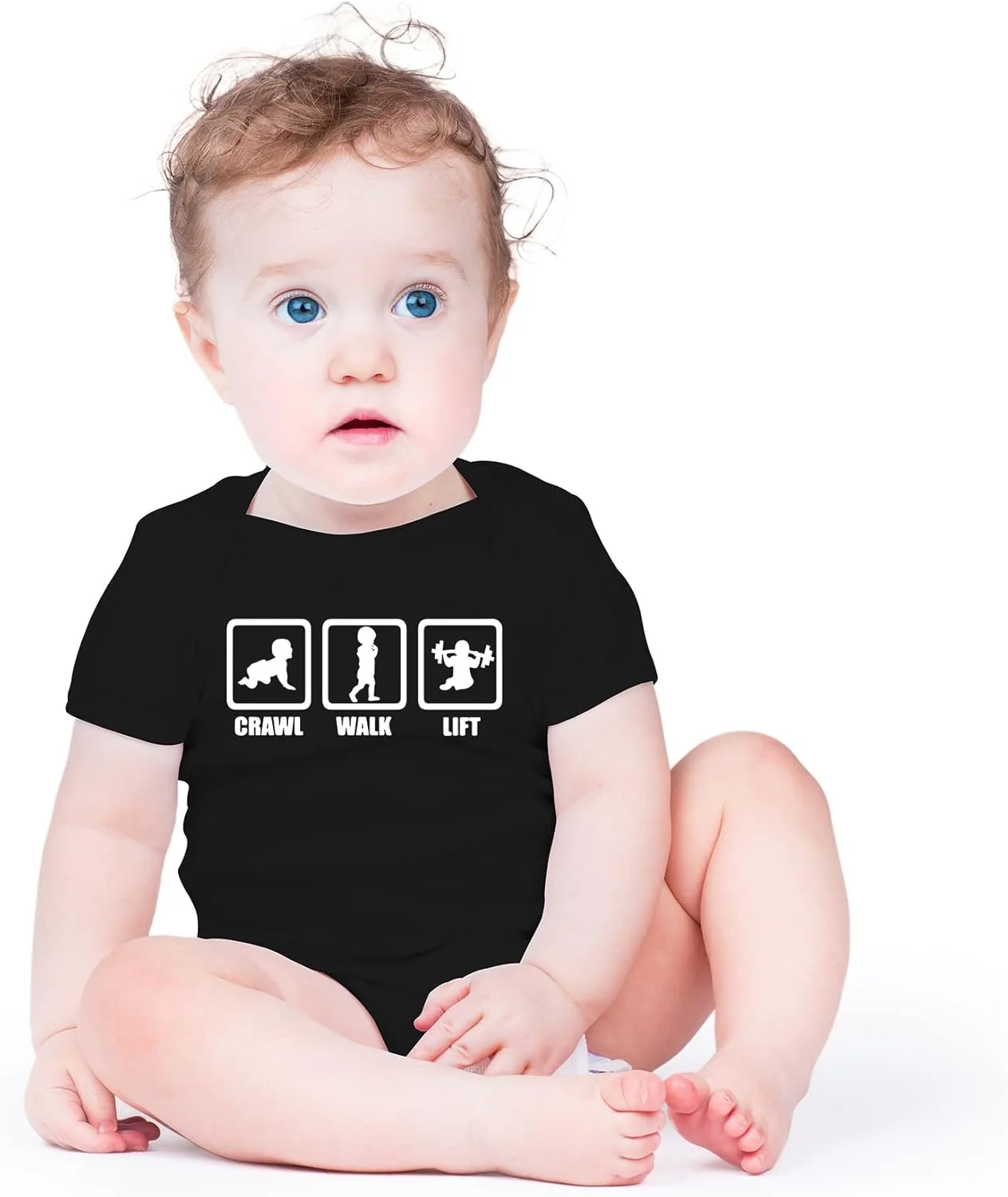 لباس نوزادی آو فشنز طرح Crawl, Walk, Lift - سرهمی بامزه و جذاب، مناسب برای اعلام خبر تولد نوزاد، یونی‌سکس، دخترانه و پسرانه