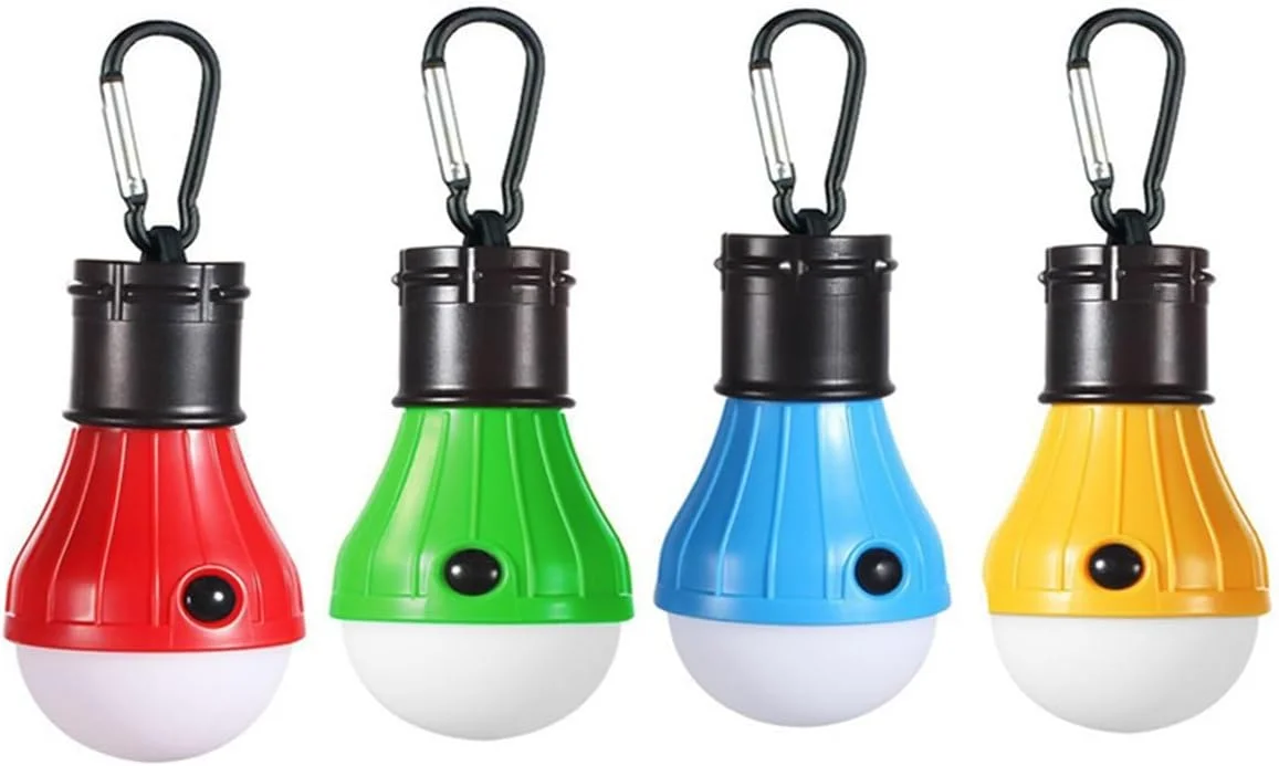 چراغ چادر LED قابل حمل و جمع و جور ECVV، بسته 4 عددی، ساخته شده از مواد ABS مقاوم در برابر آب، 3 حالت روشنایی، طراحی قلاب آویز، ایده آل برای کمپینگ، پیاده روی و استفاده در مواقع اضطراری