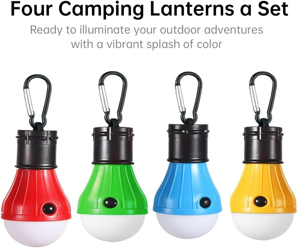 چراغ چادر LED قابل حمل و جمع و جور ECVV، بسته 4 عددی، ساخته شده از مواد ABS مقاوم در برابر آب، 3 حالت روشنایی، طراحی قلاب آویز، ایده آل برای کمپینگ، پیاده روی و استفاده در مواقع اضطراری