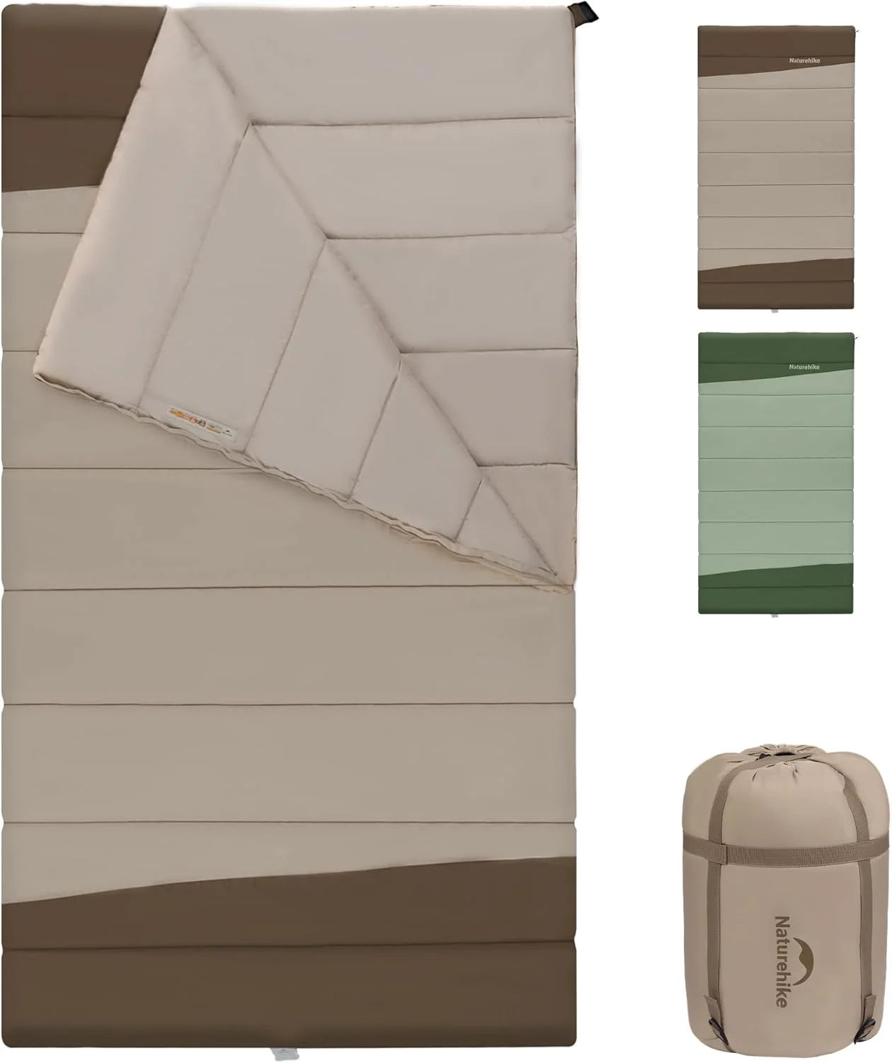 کیسه خواب پهن تر Naturehike YC کیسه خواب پتویی 2 نفره 3-4 فصل برای بزرگسالان کودکان گرم قابل شستشو کیسه خواب های نخی قابل حمل برای کمپینگ، مسافرت و فعالیت های فضای باز