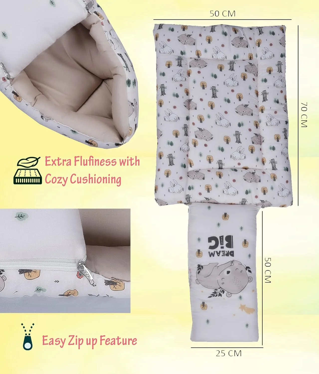 نیو کامرز® تخت خواب 3 در 1 نوزاد، کیسه خواب و لانه حمل، ست خواب پنبه ای نوزاد، گهواره قابل حمل مناسب سفر، برای حمل نوزاد و خواب مشترک، تخت خواب نوزاد یونیسکس - 802