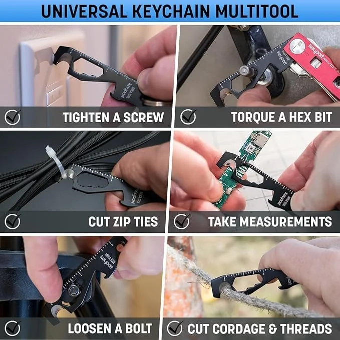 ابزار چندکاره جاکلیدی 10 در 1 Keyport MOCA (مشکی) | ابزار چندگانه EDC: اهرم، درب بازکن بطری، پیچ گوشتی، بازکننده جعبه، سیم چین و موارد دیگر | ابزار کلید TSA | تجهیزات EDC | سازمان دهنده کلید، سازگار با جاکلیدی