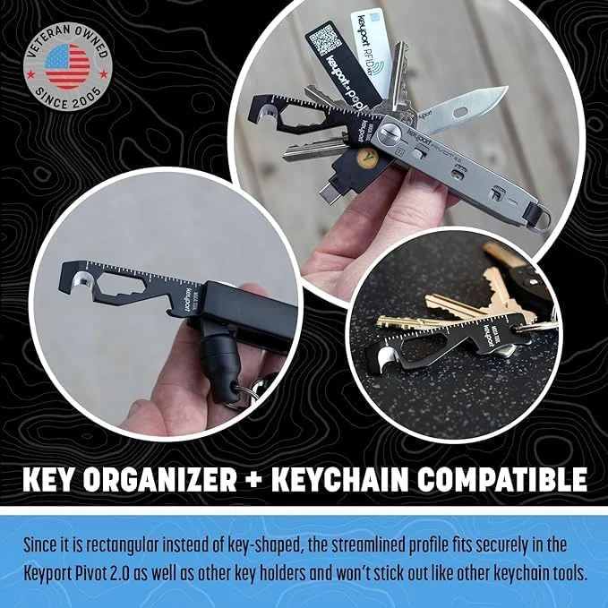 ابزار چندکاره جاکلیدی 10 در 1 Keyport MOCA (مشکی) | ابزار چندگانه EDC: اهرم، درب بازکن بطری، پیچ گوشتی، بازکننده جعبه، سیم چین و موارد دیگر | ابزار کلید TSA | تجهیزات EDC | سازمان دهنده کلید، سازگار با جاکلیدی