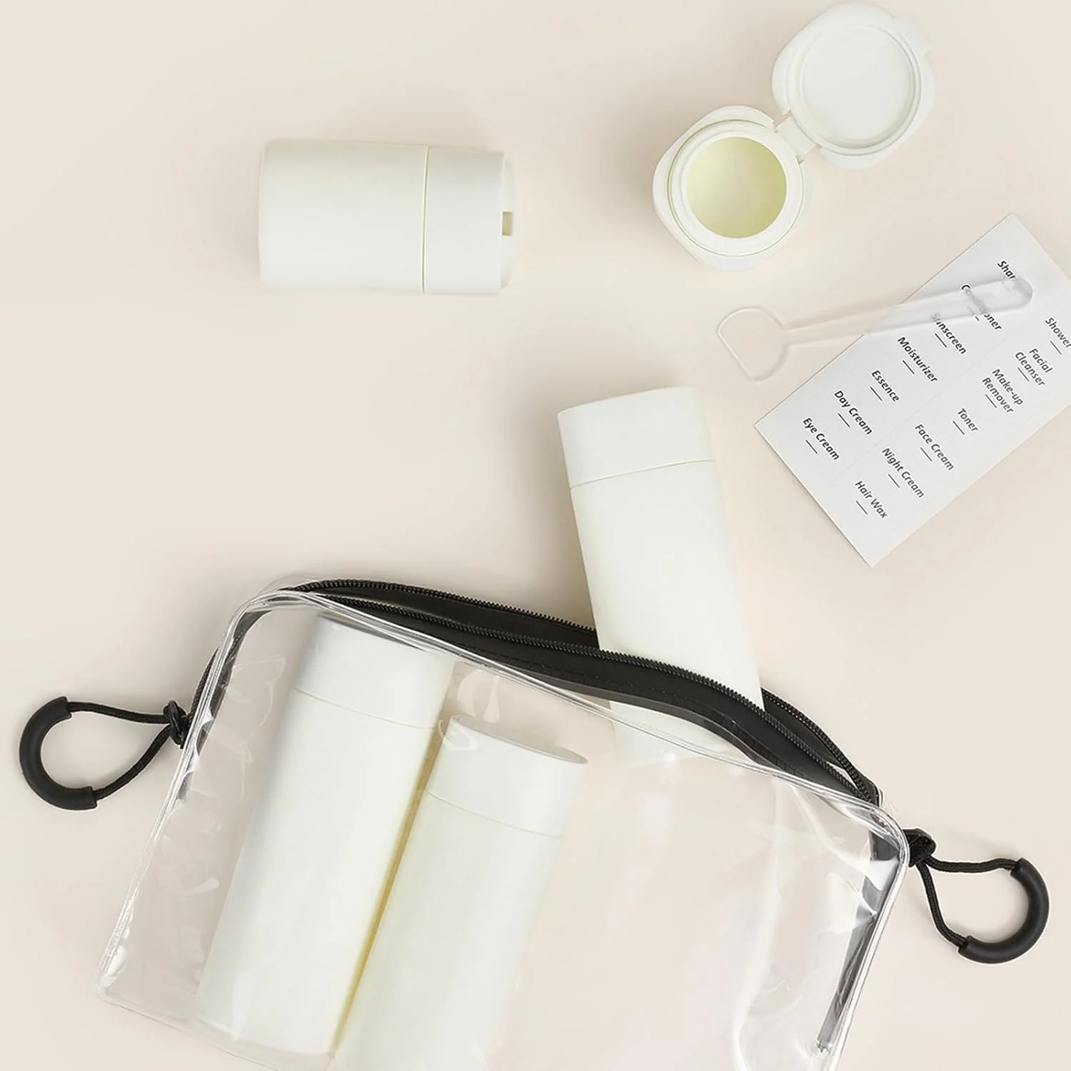 بطری های مسافرتی NALACAL برای لوازم بهداشتی، بسته 5 عددی ظروف سایز مسافرتی، لوازم جانبی مسافرتی قابل شارژ و ضد نشت برای شامپو و نرم کننده، بطری های مسافرتی قابل حمل با کیف لوازم بهداشتی شفاف