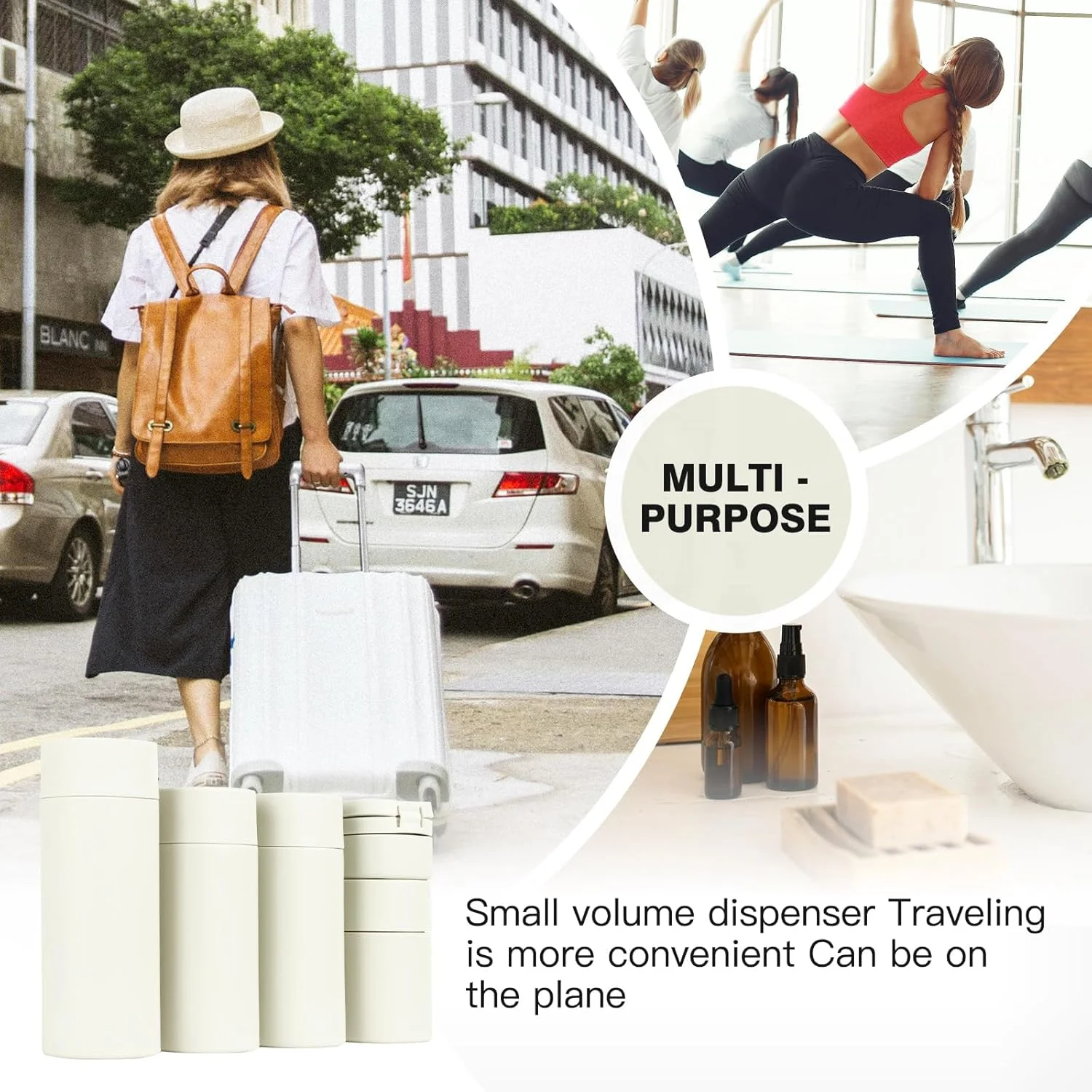 بطری های مسافرتی NALACAL برای لوازم بهداشتی، بسته 5 عددی ظروف سایز مسافرتی، لوازم جانبی مسافرتی قابل شارژ و ضد نشت برای شامپو و نرم کننده، بطری های مسافرتی قابل حمل با کیف لوازم بهداشتی شفاف