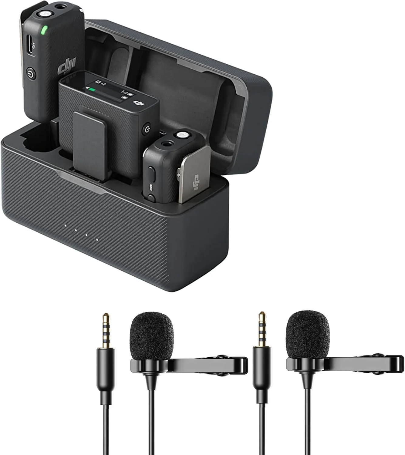 سیستم میکروفون بیسیم جمع و جور دو نفره DJI Mic 2 با صفحه لمسی OLED و دو میکروفون یقهای کندانسور سیستم میکروفون بیسیم جمع و جور دو نفره DJI Mic 2 با صفحه لمسی OLED و دو میکروفون یقهای کندانسور
