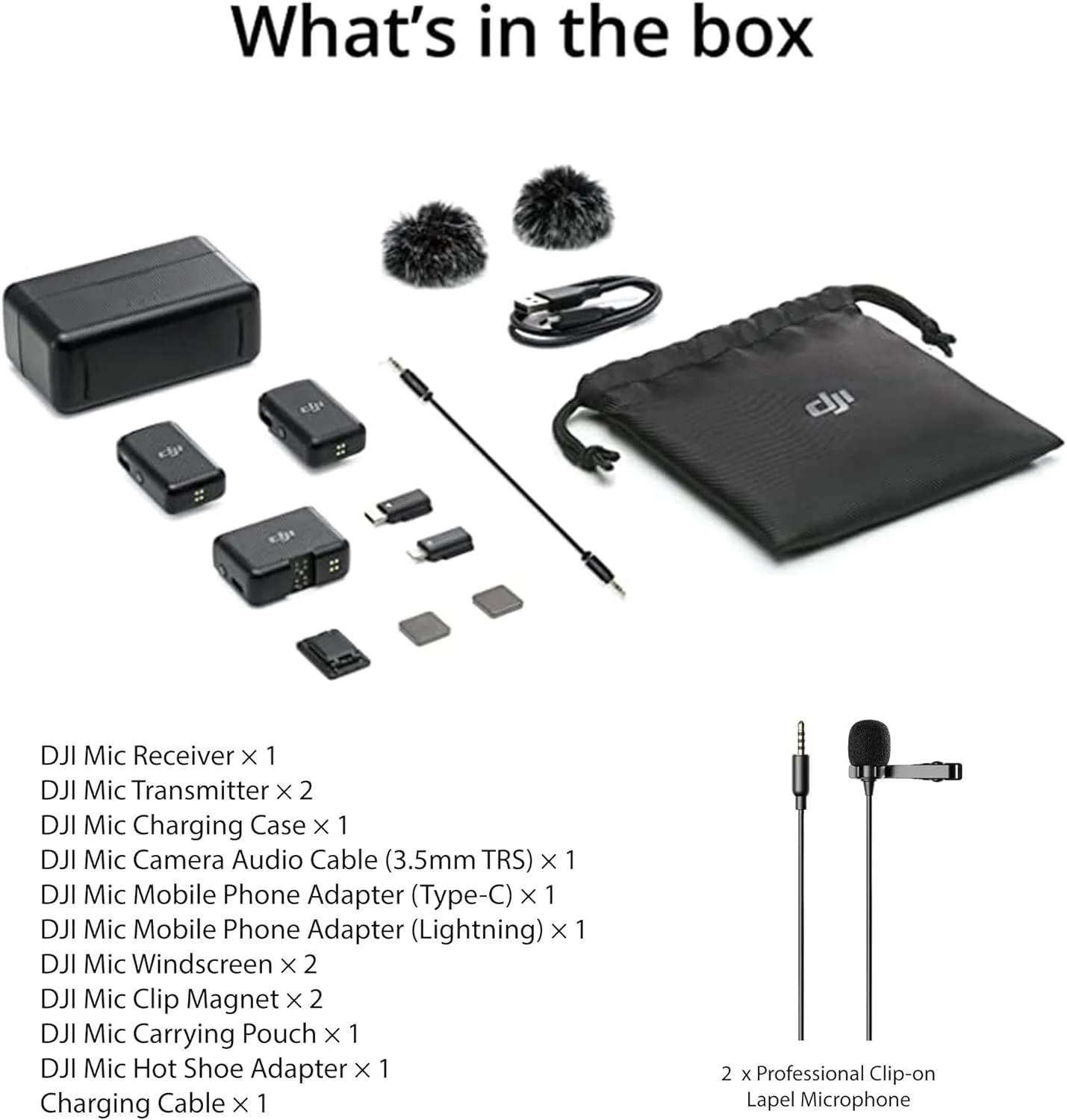 سیستم میکروفون بیسیم جمع و جور دو نفره DJI Mic 2 با صفحه لمسی OLED و دو میکروفون یقهای کندانسور سیستم میکروفون بیسیم جمع و جور دو نفره DJI Mic 2 با صفحه لمسی OLED و دو میکروفون یقهای کندانسور