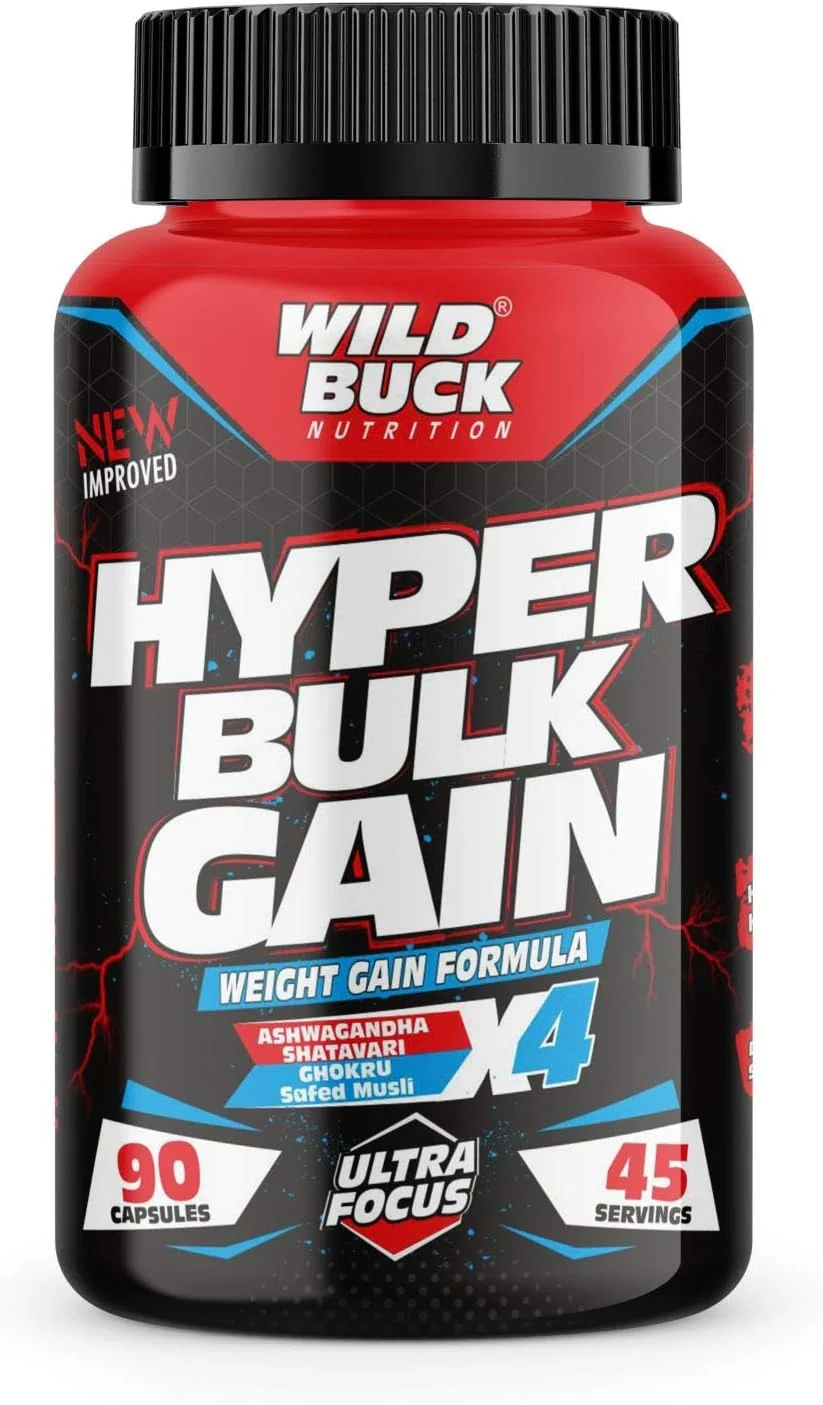 کپسول افزایش وزن و حجم عضلانی WILD BUCK Hyper Bulk Gain برای افزایش سریع وزن و عضله، مکمل روزانه افزایش وزن برای رشد عضلات، استقامت و قدرت، برای مردان و زنان - 90 کپسول، 1 عدد کپسول افزایش وزن و حجم عضلانی WILD BUCK Hyper Bulk Gain برای افزایش سریع وزن و عضله، مکمل روزانه افزایش وزن برای رشد عضلات، استقامت و قدرت، برای مردان و زنان - 90 کپسول، 1 عدد