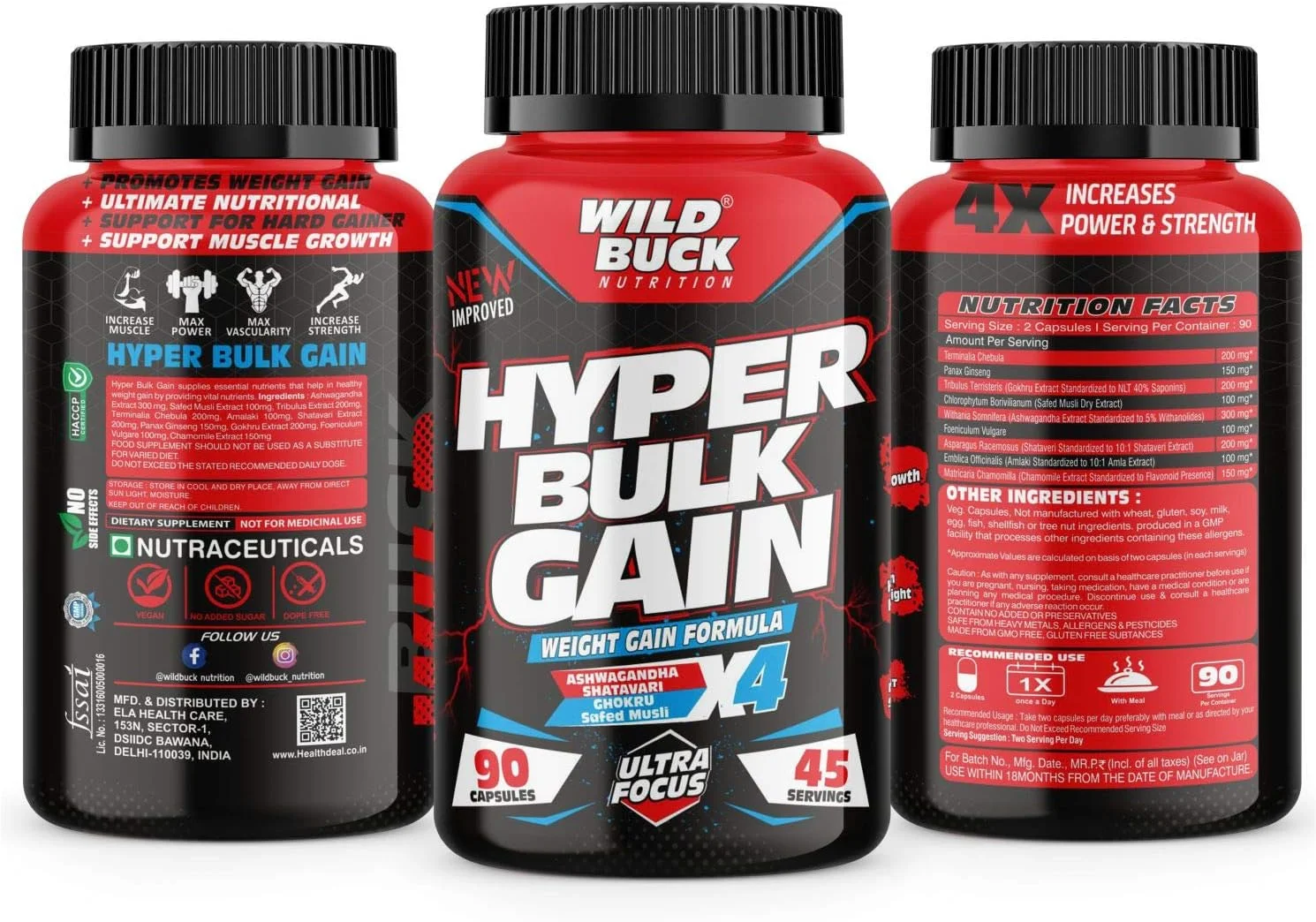 کپسول افزایش وزن و حجم عضلانی WILD BUCK Hyper Bulk Gain برای افزایش سریع وزن و عضله، مکمل روزانه افزایش وزن برای رشد عضلات، استقامت و قدرت، برای مردان و زنان - 90 کپسول، 1 عدد کپسول افزایش وزن و حجم عضلانی WILD BUCK Hyper Bulk Gain برای افزایش سریع وزن و عضله، مکمل روزانه افزایش وزن برای رشد عضلات، استقامت و قدرت، برای مردان و زنان - 90 کپسول، 1 عدد