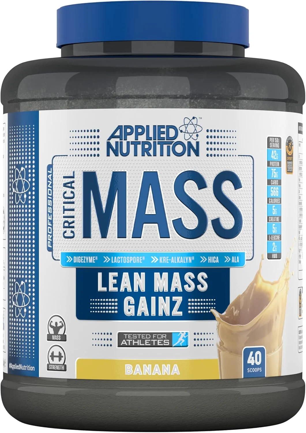 مکمل افزایش حجم عضلانی Applied Nutrition Critical Mass Lean Mass Gainz - طعم موز، 2.45 کیلوگرم - مکمل افزایش وزن با پروتئین بالا