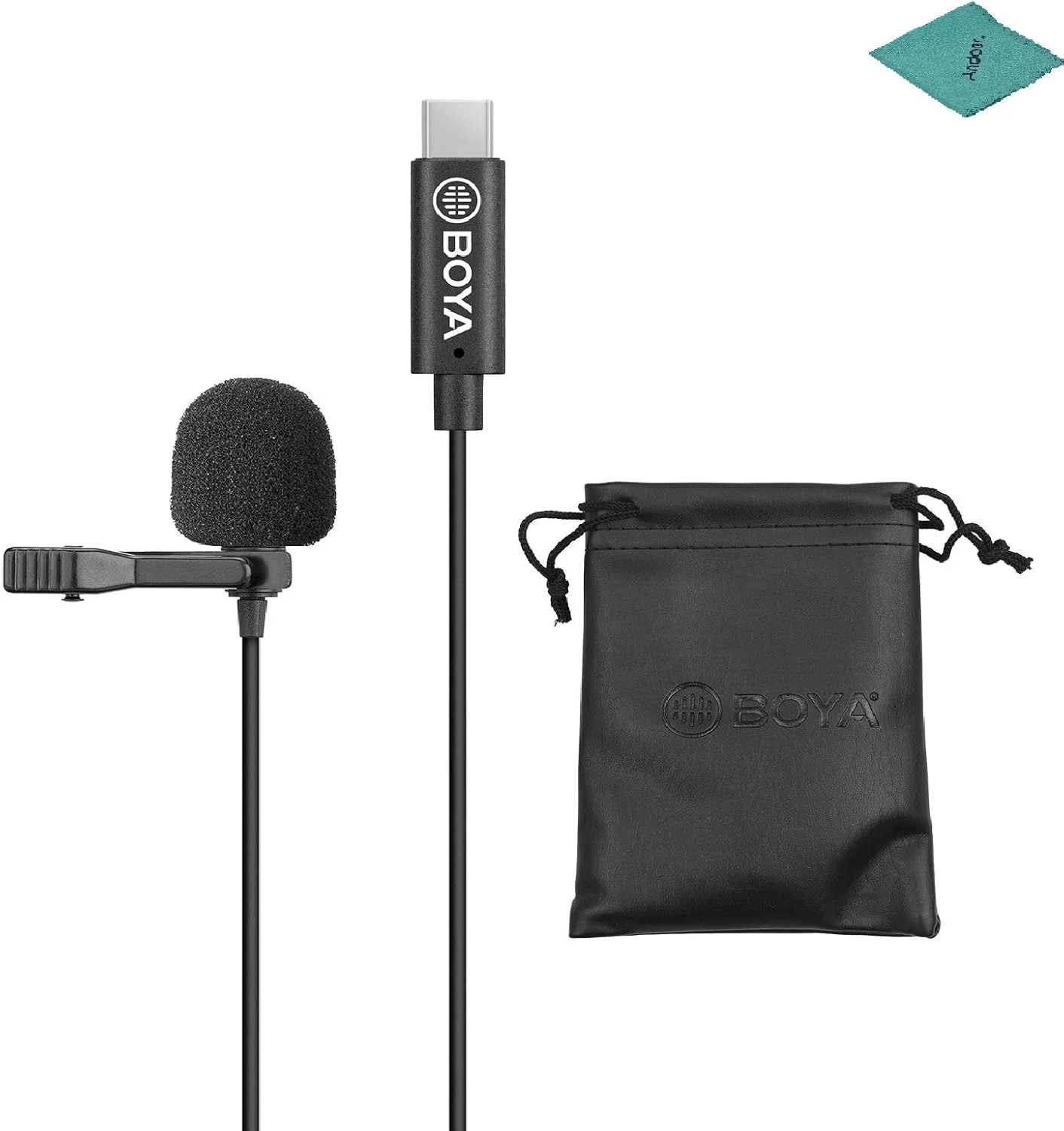 میکروفون یقه ای بویا مدل By-M3 با کابل 6 متری سازگار با رابط USB Type-C به همراه پارچه تمیز کننده میکروفون یقه ای بویا مدل By-M3 با کابل 6 متری سازگار با رابط USB Type-C به همراه پارچه تمیز کننده