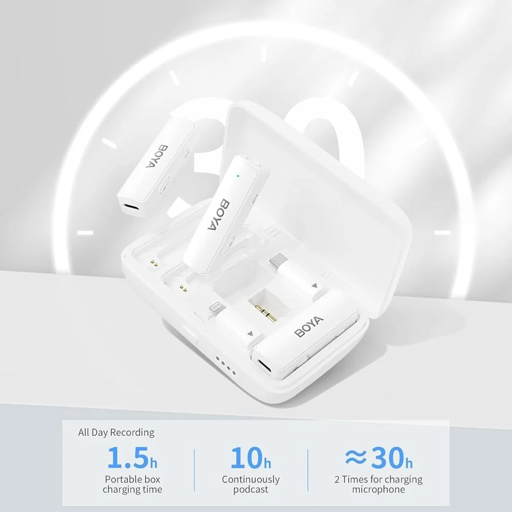 میکروفون یقه ای بی سیم بویا لینک سفید میکروفون یقه ای بی سیم بویا لینک سفید