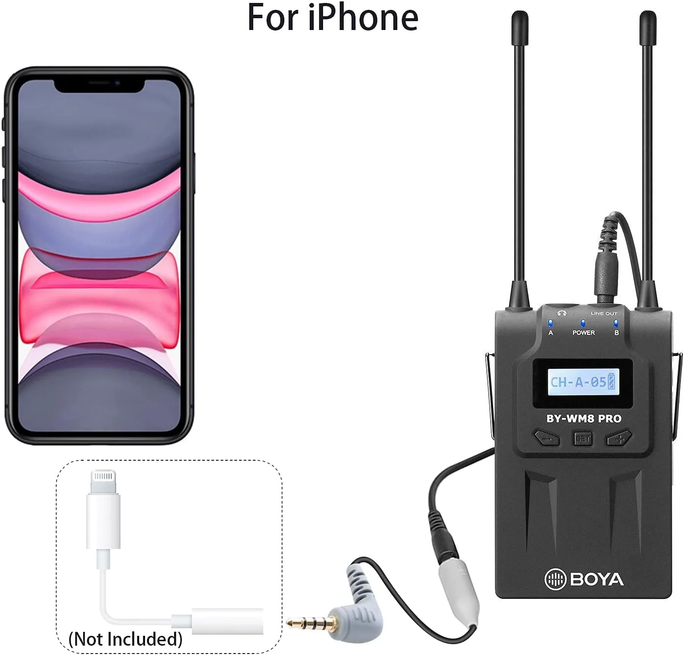 سیستم میکروفون یقه ای بی سیم UHF بویا WM8 Pro-K2 با ضبط کننده صدا، دارای 2 فرستنده بدنه، 1 گیرنده قابل حمل سازگار با دوربین های DSLR کانن نیکون سونی پاناسونیک، دوربین فیلمبرداری XLR و تلفن هوشمند سیستم میکروفون یقه ای بی سیم UHF بویا WM8 Pro-K2 با ضبط کننده صدا، دارای 2 فرستنده بدنه، 1 گیرنده قابل حمل سازگار با دوربین های DSLR کانن نیکون سونی پاناسونیک، دوربین فیلمبرداری XLR و تلفن هوشمند