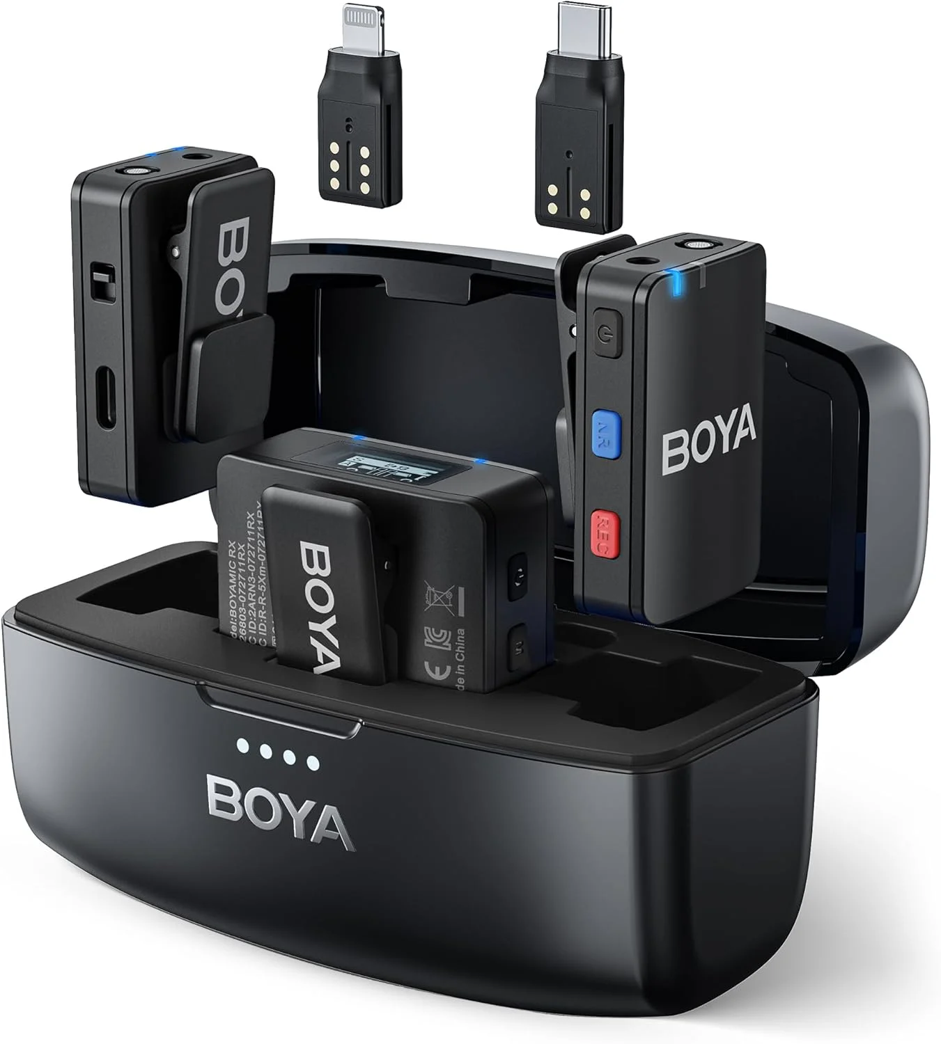 میکروفون یقه ای بی سیم BOYA برای دوربین گوشی های هوشمند آیفون و اندروید، ضبط داخلی، میکروفون یقه ای گیره دار برای ضبط کنفرانس ویدیویی پخش زنده، V1-BOYAMIC
