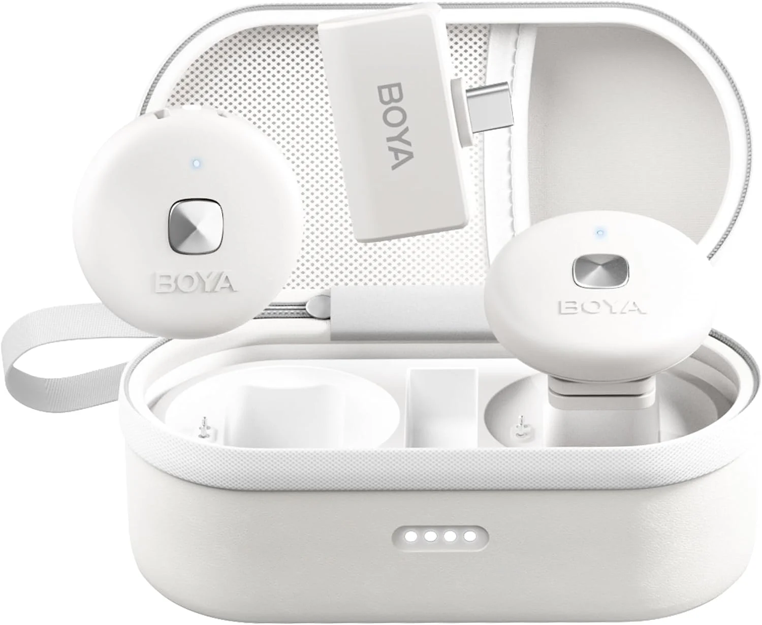 میکروفون یقه ای بی سیم BOYA Omic-D-W برای آیفون، حذف نویز، عمر باتری 5 ساعته، انتقال 164 فوتی، میکروفون پادکست بی سیم یقه ای لایتنینگ برای ضبط ویدیو، ولاگ