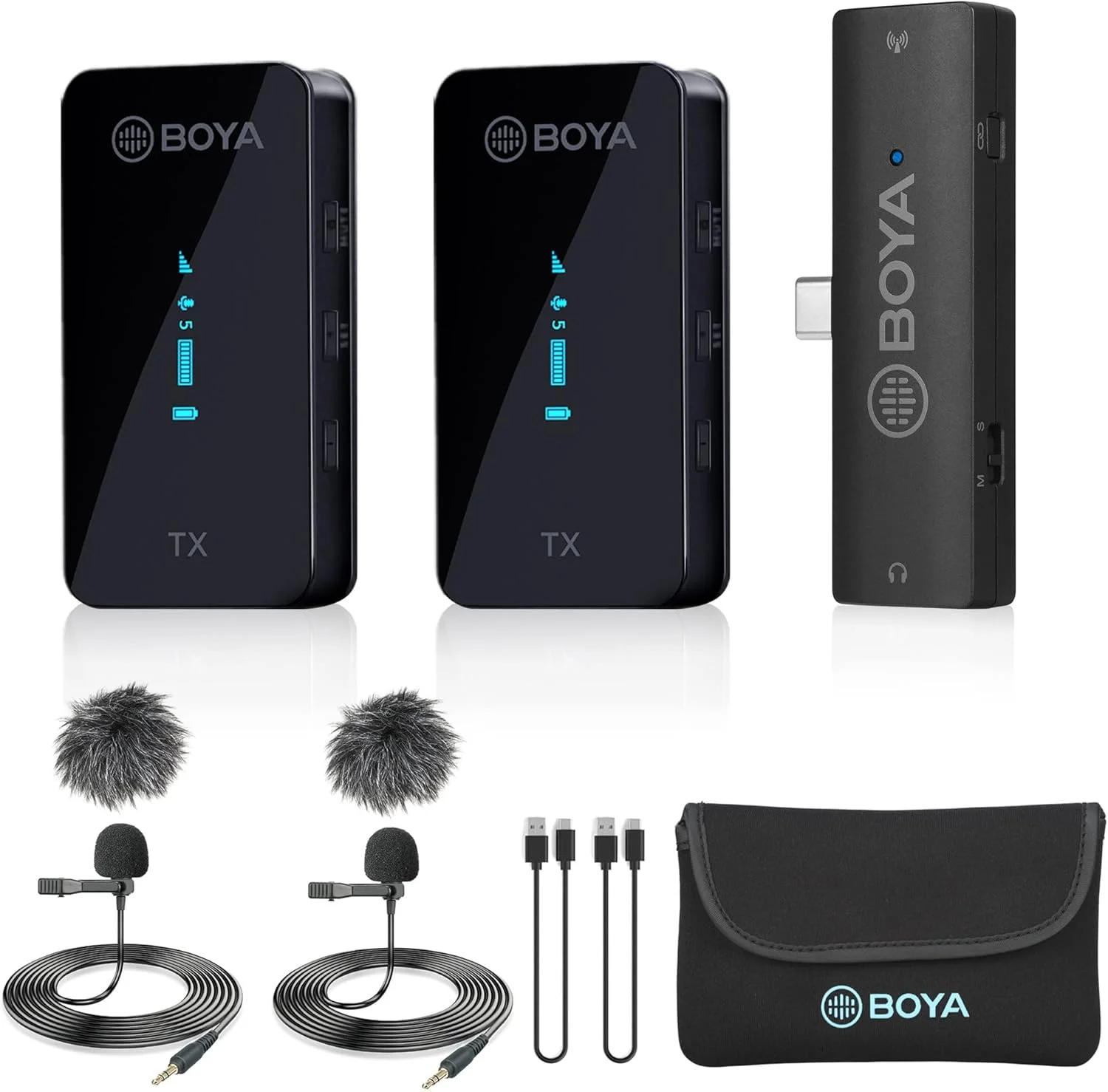 میکروفون یقه ای بی سیم BOYA، میکروفون گیره ای بی سیم کوچک BY-XM6-S6 USB C فرستنده و گیرنده قابل حمل برای پادکست گوشی های هوشمند اندروید Type C فیس بوک YouTube Vlog ضبط ویدیو