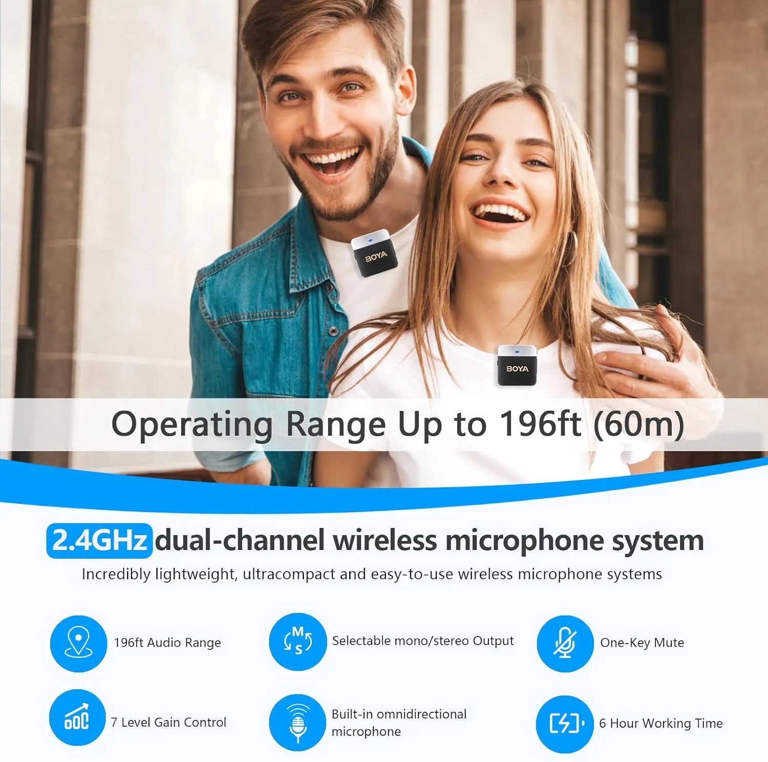 میکروفون یقه ای بی سیم BOYA برای آیفون، میکروفون های دوگانه یقه ای Plug & Play، میکروفون گیره ای بی سیم برای ضبط ویدیو، یوتیوب، ولاگ، پخش زنده BY-M1V6، حذف نویز، خروجی مونو استریو میکروفون یقه ای بی سیم BOYA برای آیفون، میکروفون های دوگانه یقه ای Plug & Play، میکروفون گیره ای بی سیم برای ضبط ویدیو، یوتیوب، ولاگ، پخش زنده BY-M1V6، حذف نویز، خروجی مونو استریو