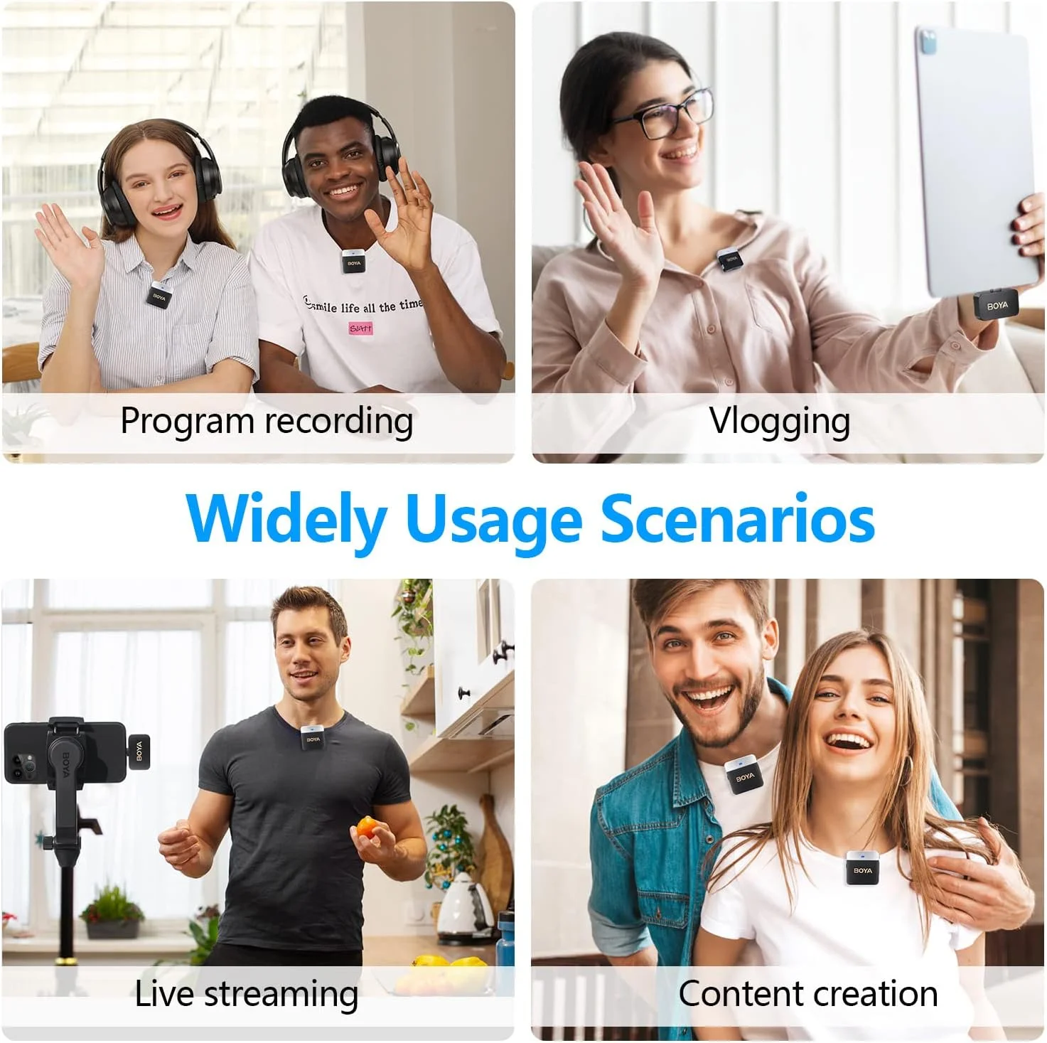 میکروفون یقه ای بی سیم BOYA برای آیفون، میکروفون های دوگانه یقه ای Plug & Play، میکروفون گیره ای بی سیم برای ضبط ویدیو، یوتیوب، ولاگ، پخش زنده BY-M1V6، حذف نویز، خروجی مونو استریو میکروفون یقه ای بی سیم BOYA برای آیفون، میکروفون های دوگانه یقه ای Plug & Play، میکروفون گیره ای بی سیم برای ضبط ویدیو، یوتیوب، ولاگ، پخش زنده BY-M1V6، حذف نویز، خروجی مونو استریو