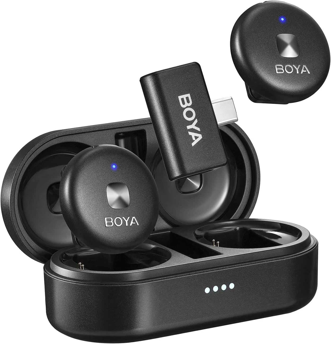 سیستم میکروفون یقه ای بی سیم قابل حمل BOYA Omic-U با 15 ساعت عمر باتری، فاصله انتقال 50 متری بدون نویز، برای آیفون، آیپد، مناسب برای ضبط زنده ولاگ یوتیوب