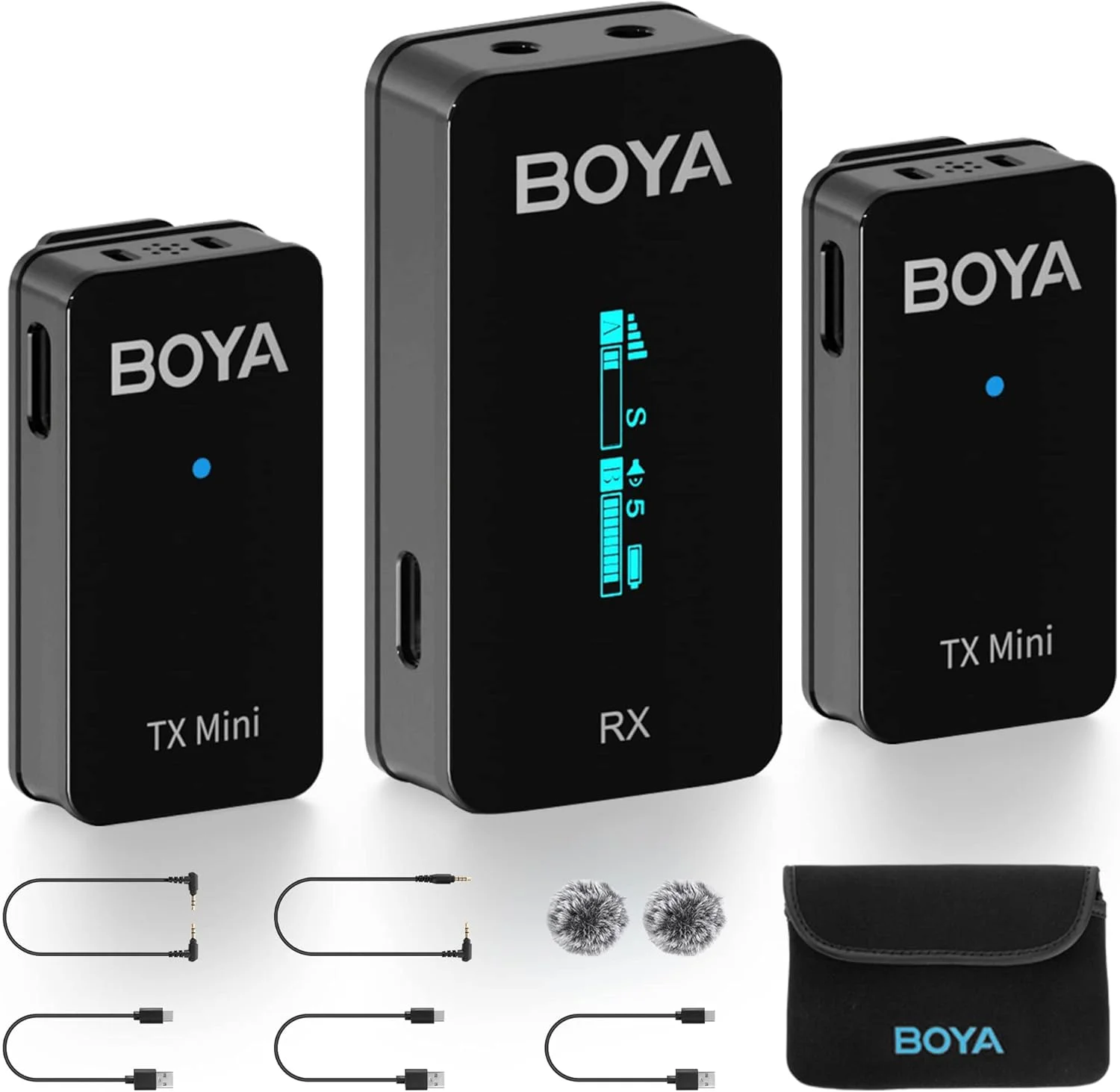 میکروفون یقه ای بی سیم دو کاناله BOYA BY-XM6-S2 Mini OLED، سازگار با دوربین/گوشی هوشمند برای یوتیوب، ولاگ، پخش زنده، پادکست و مصاحبه