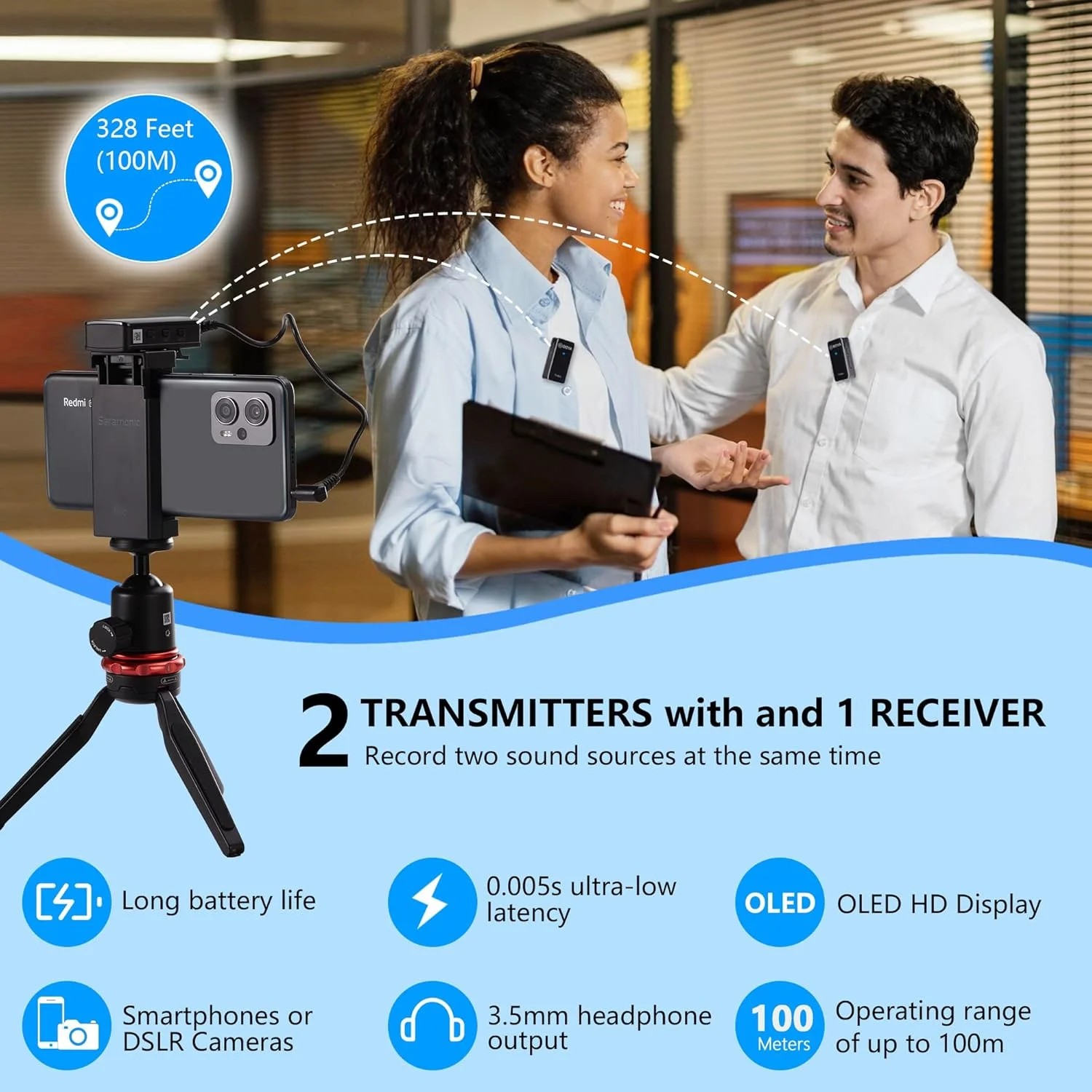 میکروفون یقه ای بی سیم دو کاناله BOYA BY-XM6-S2 Mini OLED، سازگار با دوربین/گوشی هوشمند برای یوتیوب، ولاگ، پخش زنده، پادکست و مصاحبه میکروفون یقه ای بی سیم دو کاناله BOYA BY-XM6-S2 Mini OLED، سازگار با دوربین/گوشی هوشمند برای یوتیوب، ولاگ، پخش زنده، پادکست و مصاحبه