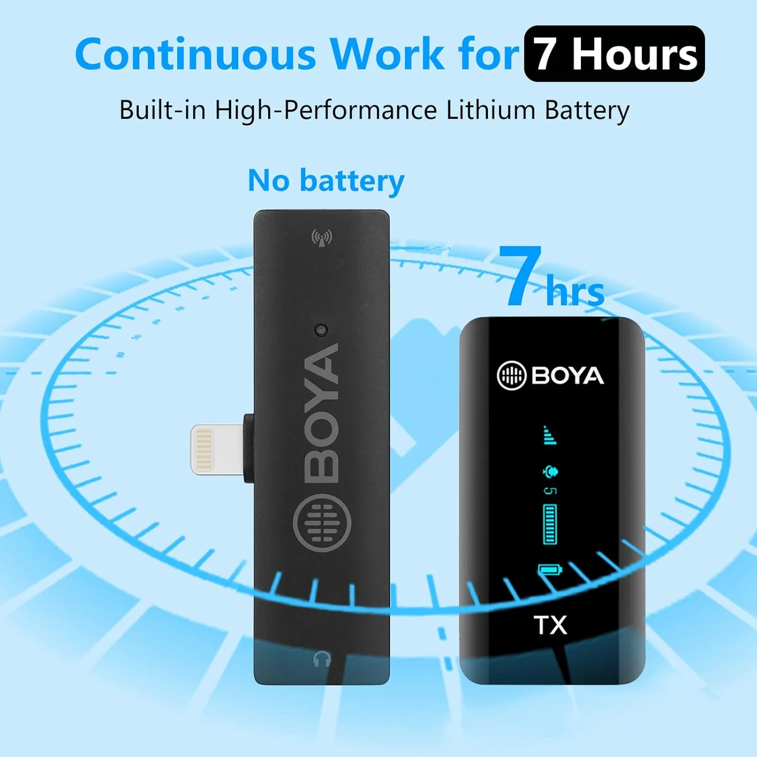 میکروفون یقه ای بی سیم BOYA BY-XM6-S3 برای آیفون/آیپد، میکروفون یقه ای بی سیم 2.4 گیگاهرتزی با صفحه نمایش OLED و میکروفون داخلی برای یوتیوب، پخش زنده تیک تاک، ضبط ویدیو، ولاگینگ