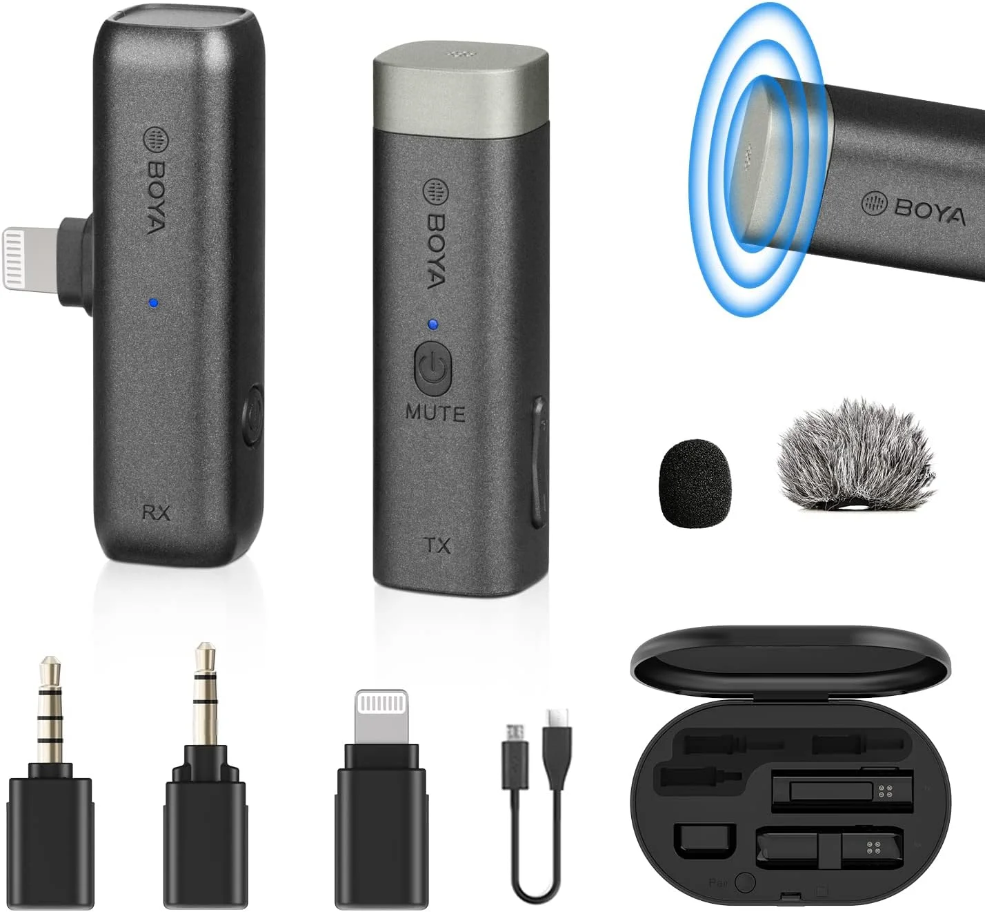 میکروفون یقه ای بی سیم بویا مدل BY-WM3D، مشکی