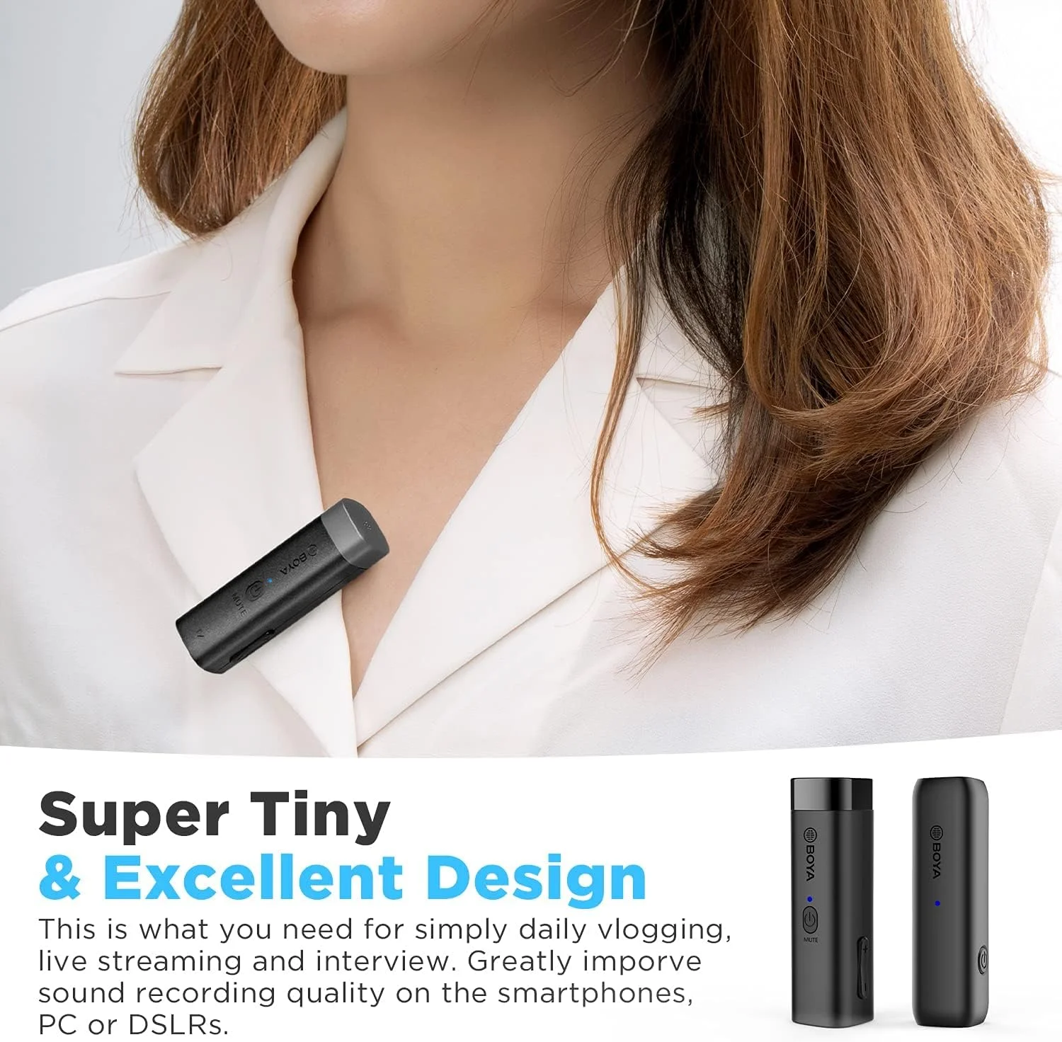 میکروفون یقه ای بی سیم بویا مدل BY-WM3D، مشکی